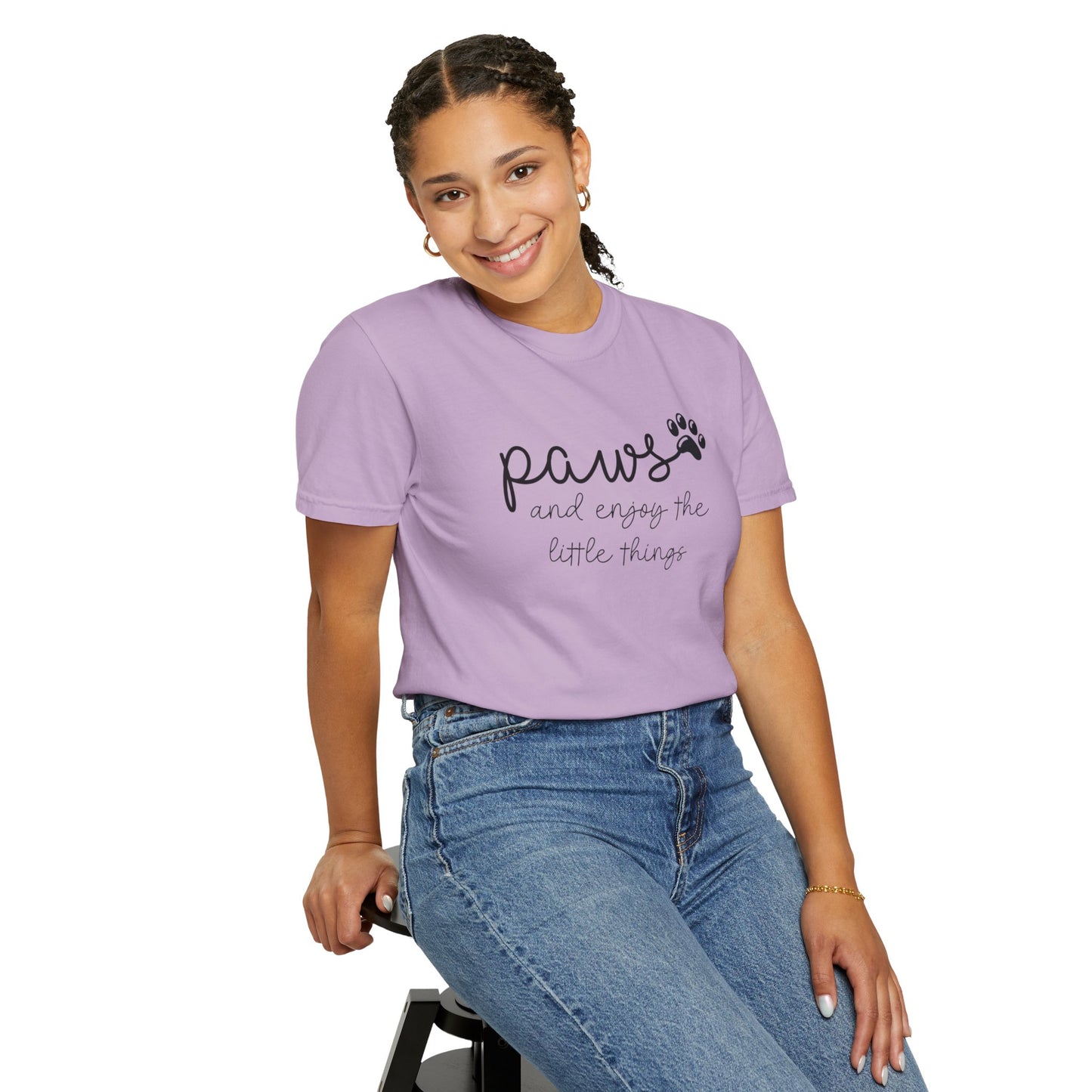 Paws and Enjoy the Little Things Unisex Garment-Dyed T-shirt