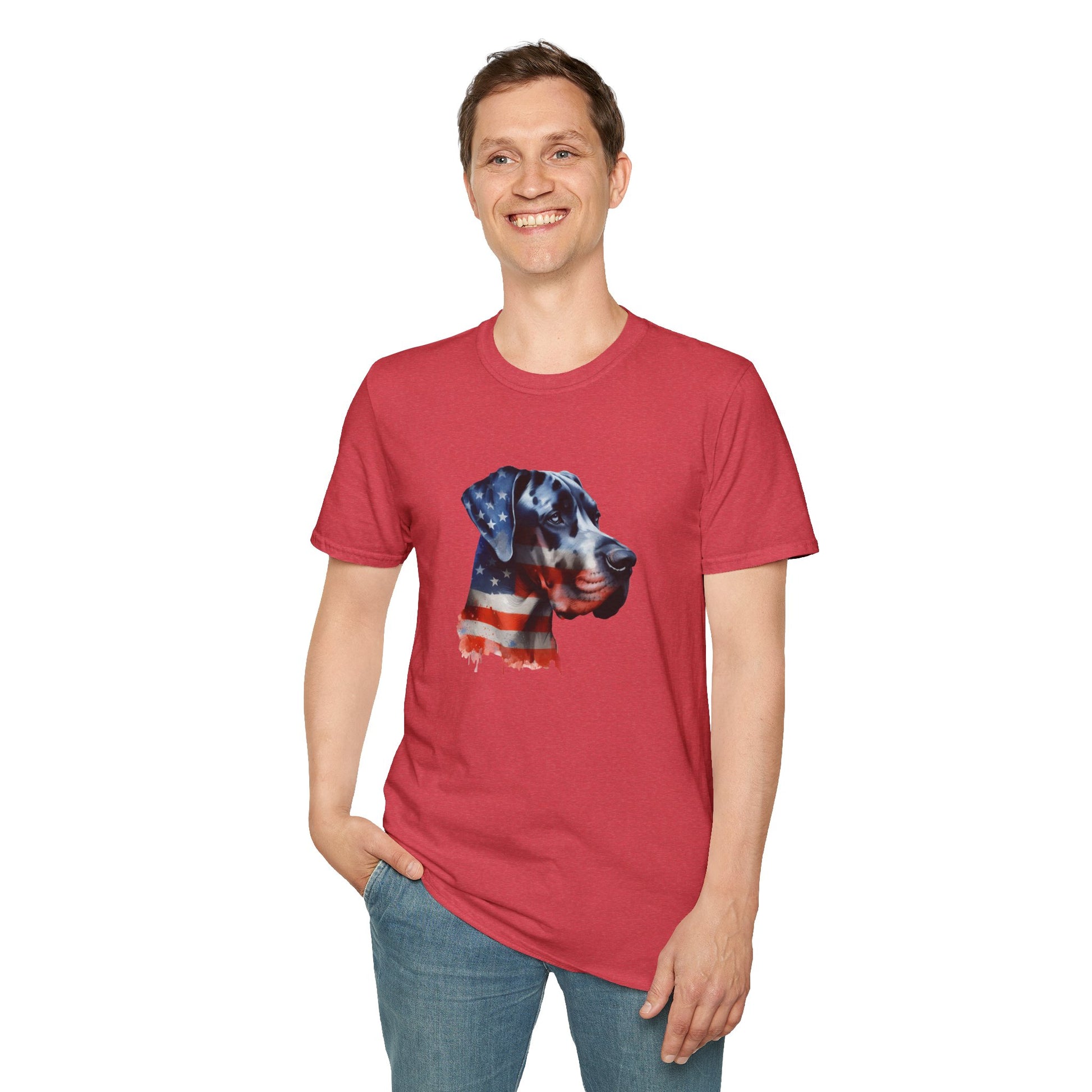 Patriotic Great Dane Unisex Softstyle T-Shirt - Four More Paws