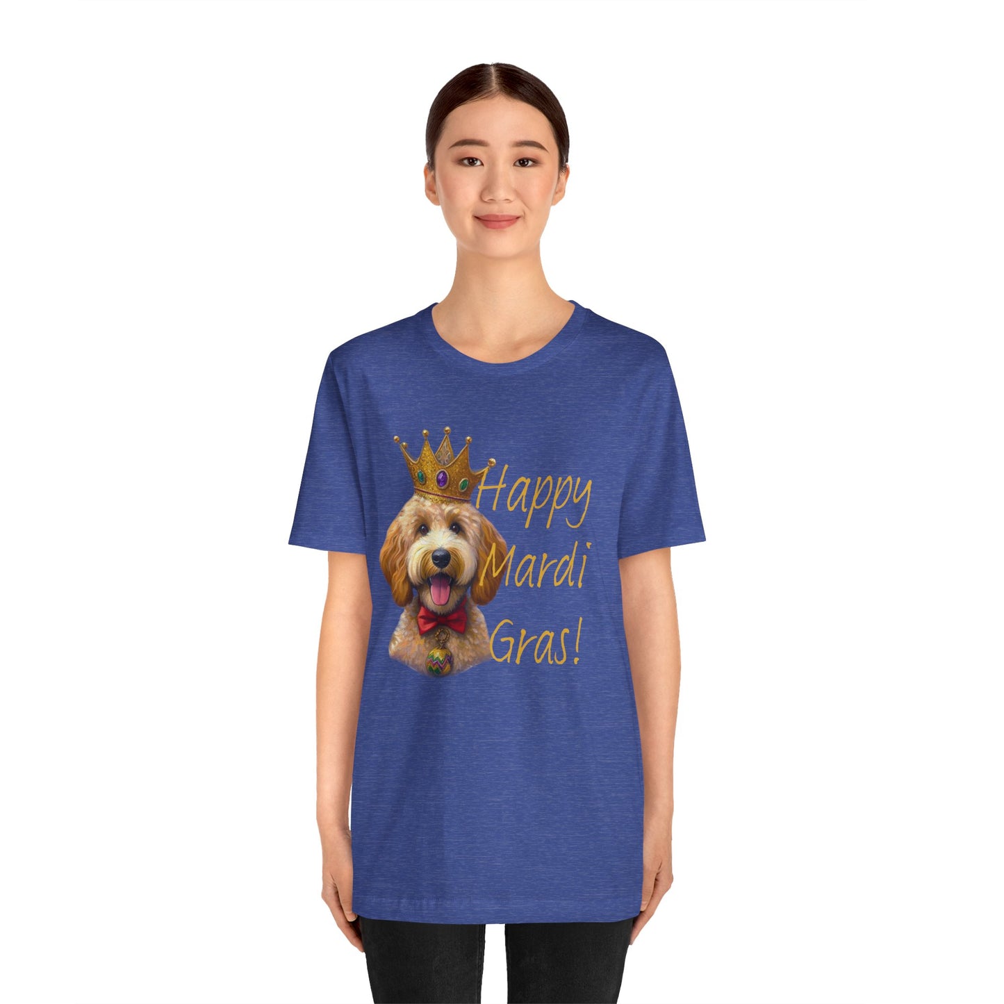 Golden Doodle Happy Mardi Gras Tee Shirt, Dog mom Mardi Gras tee, New Orleans Mardi Gras Parade Shirt, Mardi Gras Lover, NOLA Tee Shirt