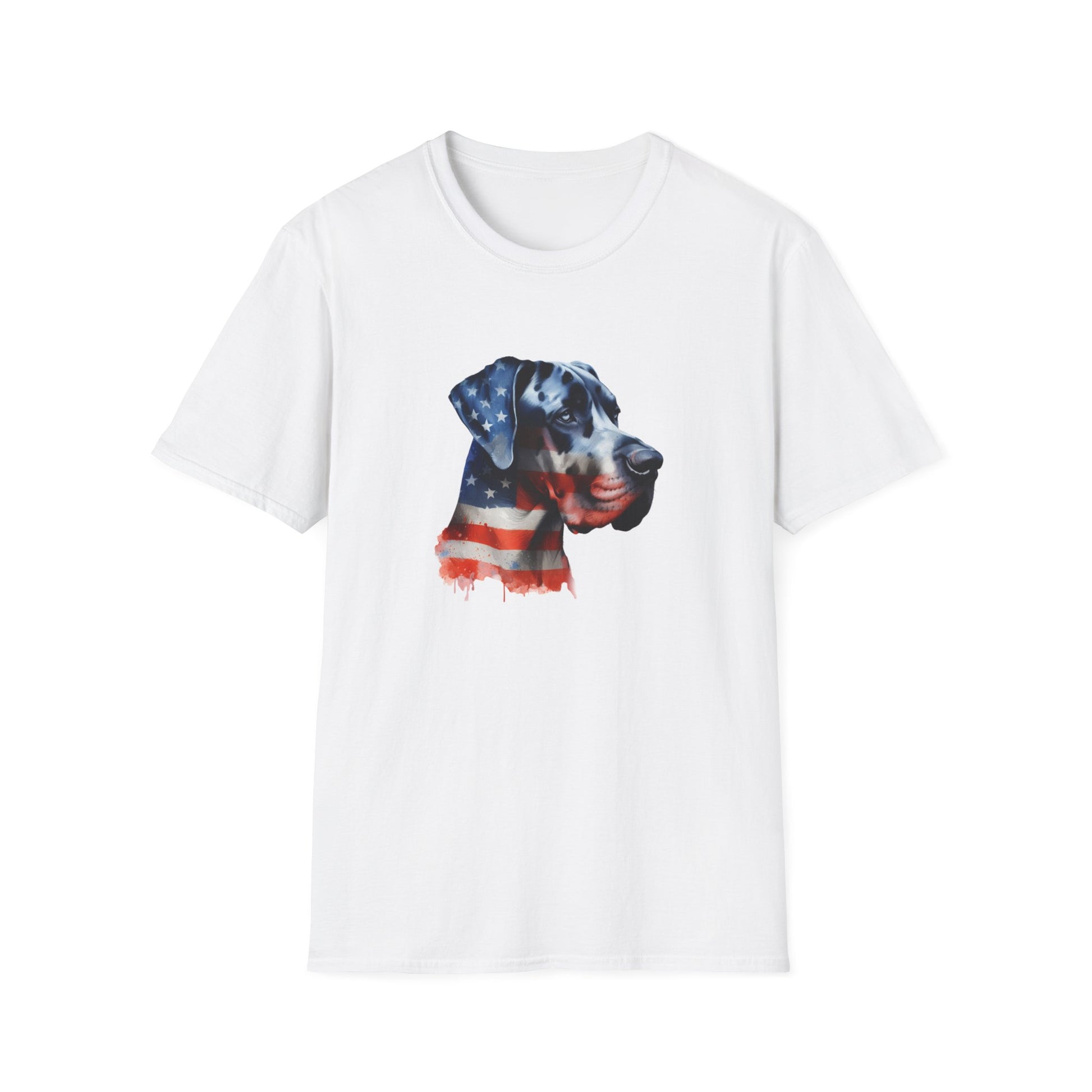 Patriotic Great Dane Unisex Softstyle T-Shirt - Four More Paws