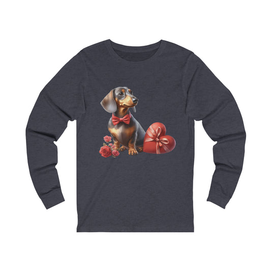 Dachshund Valentine Long Sleeve Shirt, Dachshund Lover Shirt, Valentine Gift for Dachshund Owner, Cute Long Sleeve Shirt