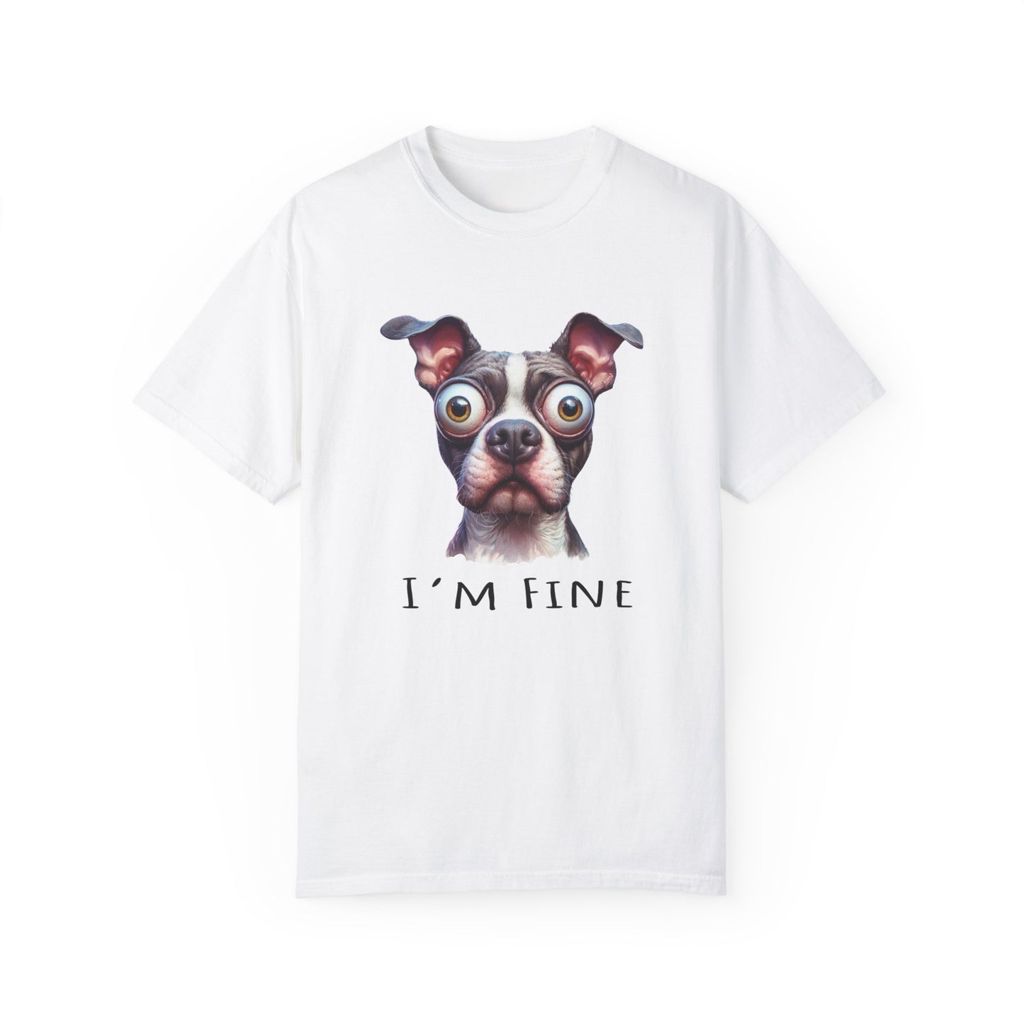 I'm Fine Funny Pit Bull Terrier Tee , American Bully Shirt , Unisex Pittie Garment Dyed Tee Shirt