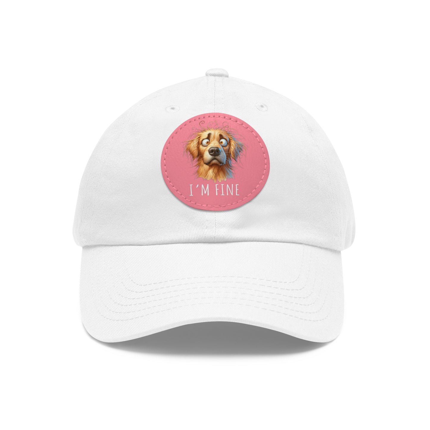 I'm Fine Funny Golden Retriever Hat with Leather Patch