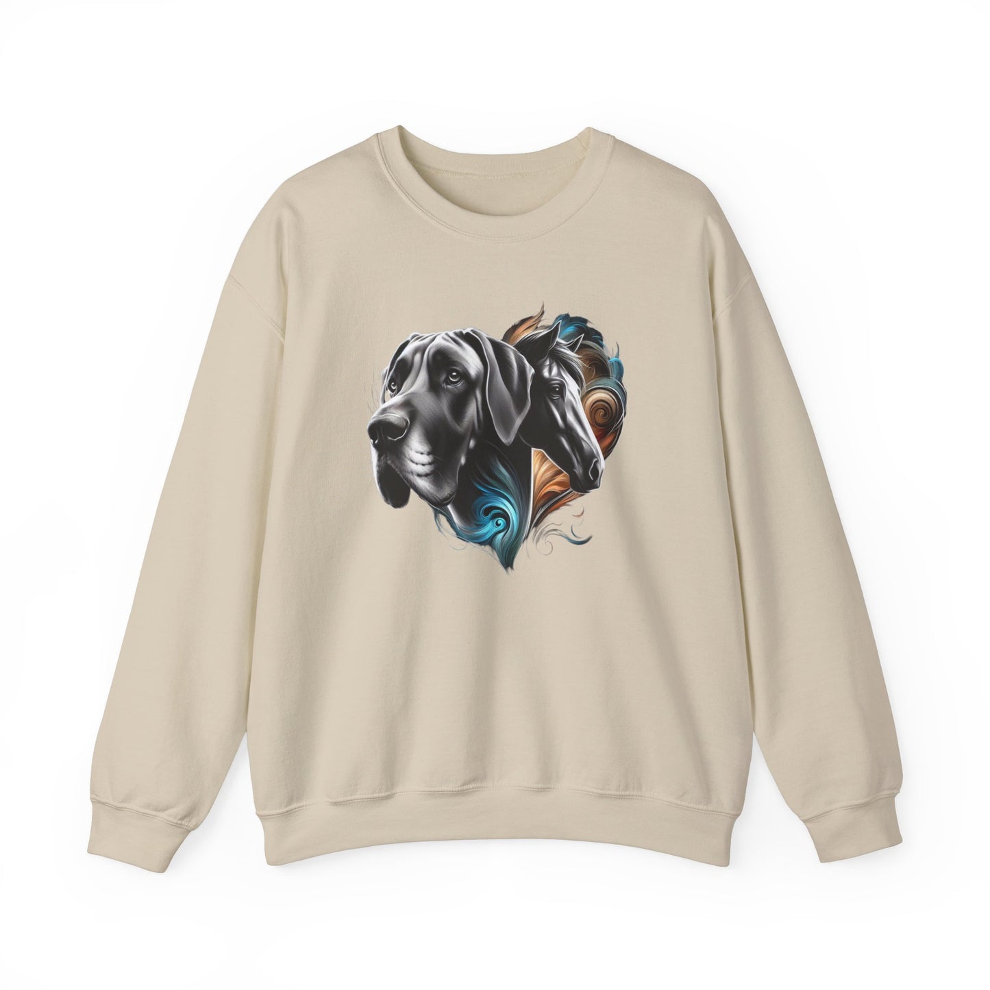 Great Dane with Horse Unisex Heavy Blend™ Crewneck Sweatshirt