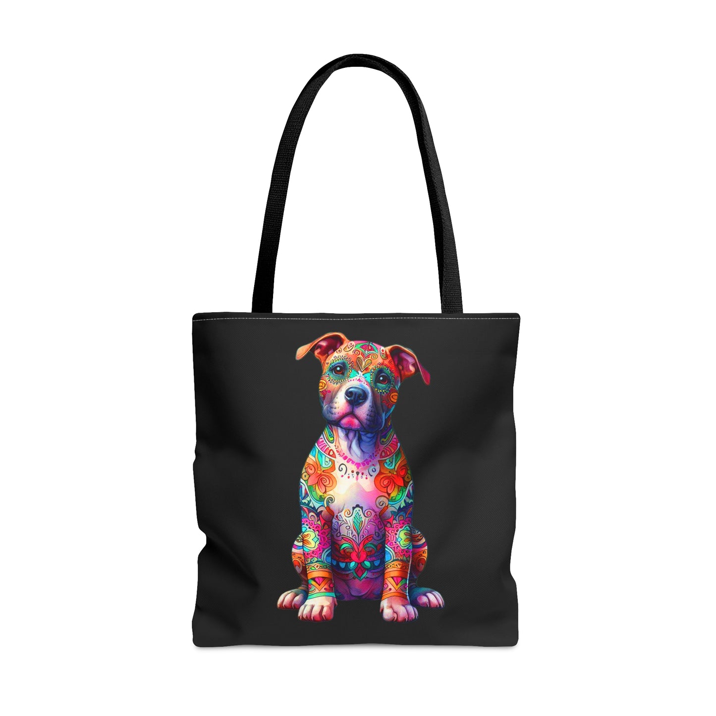 Vibrant Neon Floral Pitbull Tote, Dog Lover Bag, Rescue Dog, Pitbull Lover Beach Bag, Dog Mom, Pittie Mom, Gifts for Pet Owners