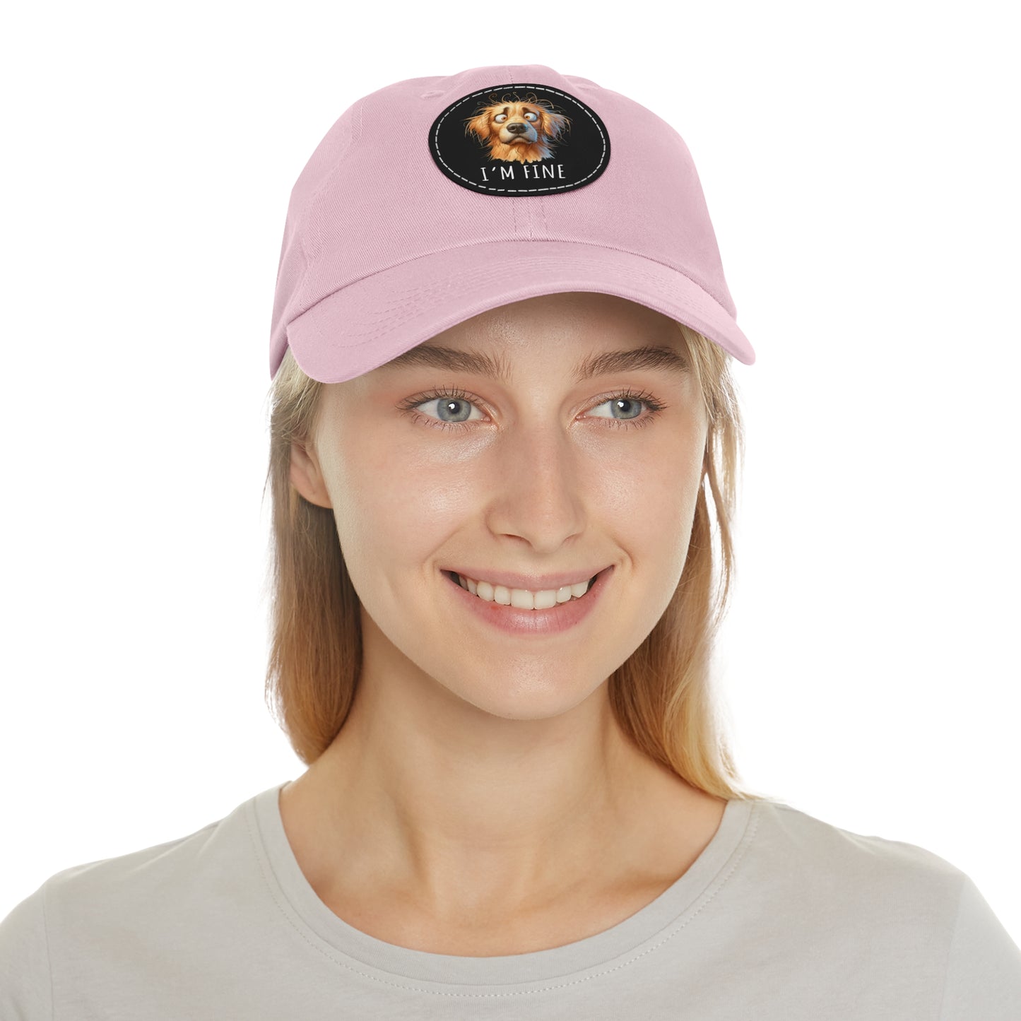 I'm Fine Funny Golden Retriever Hat with Leather Patch