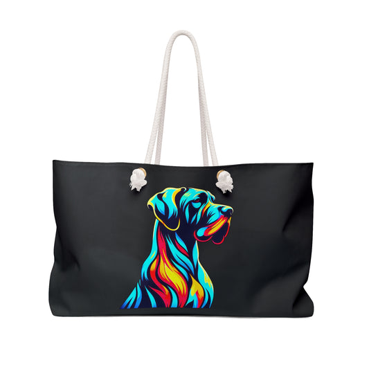 Bright Neon Great Dane Silhouette Weekender Bag