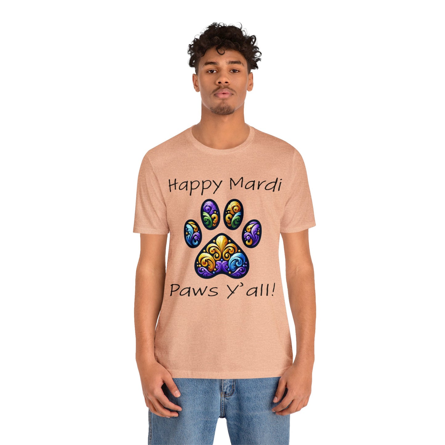 Happy Mardi Paws Y'all Jersey Tee shirt, Dog mom Mardi Gras, New Orleans Mardi Gras Parade, Mardi Gras Lover, NOLA Tee Shirt, Animal Lover