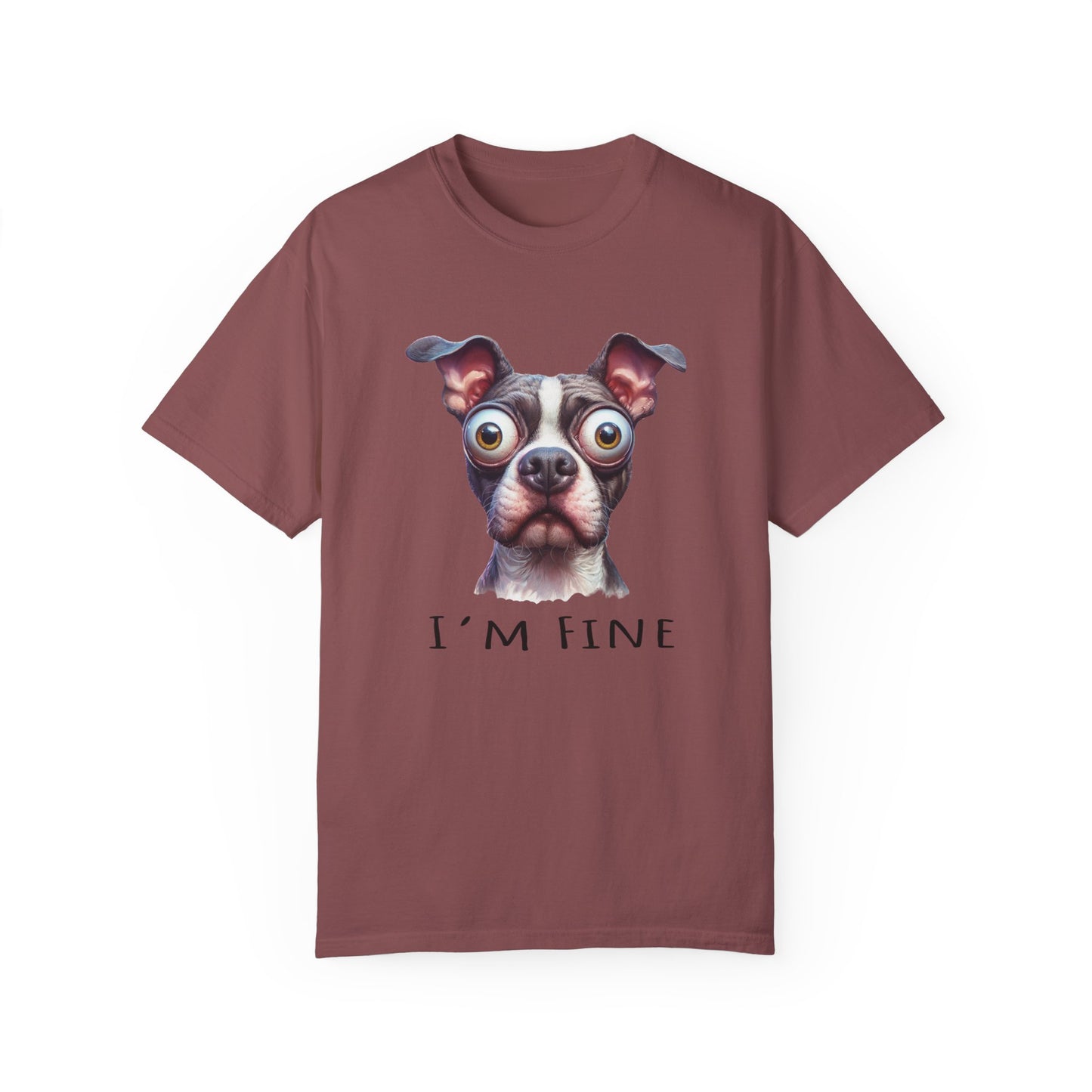 I'm Fine Funny Pit Bull Terrier Tee , American Bully Shirt , Unisex Pittie Garment Dyed Tee Shirt