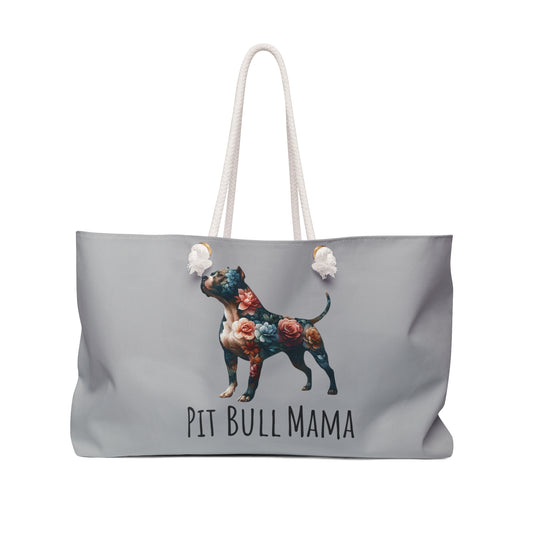 Pitbull Dog Mom Weekender Tote Bag, Pit Bull Tote Bag Canvas, Pitbull Gifts for Dog Lovers, Pit Bull Mom Gift Weekender Bag