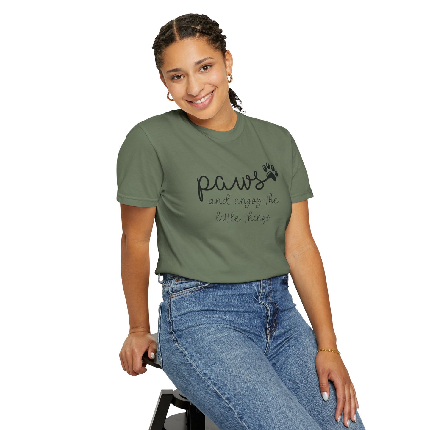 Paws and Enjoy the Little Things Unisex Garment-Dyed T-shirt