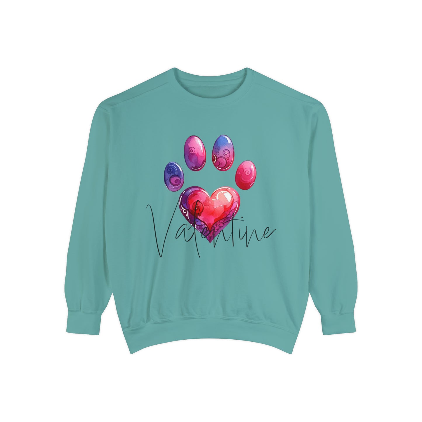 Valentine Paw Print Unisex Garment-Dyed Sweatshirt