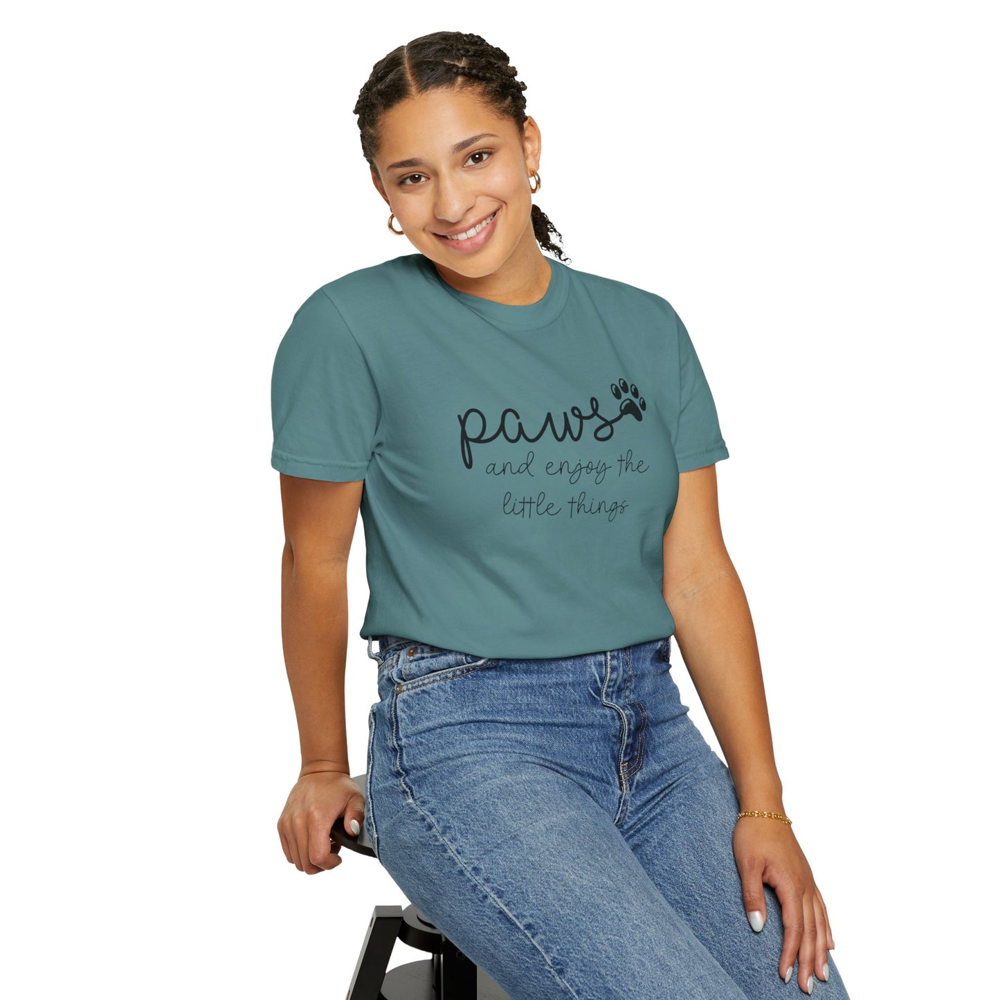 Paws and Enjoy the Little Things Unisex Garment-Dyed T-shirt