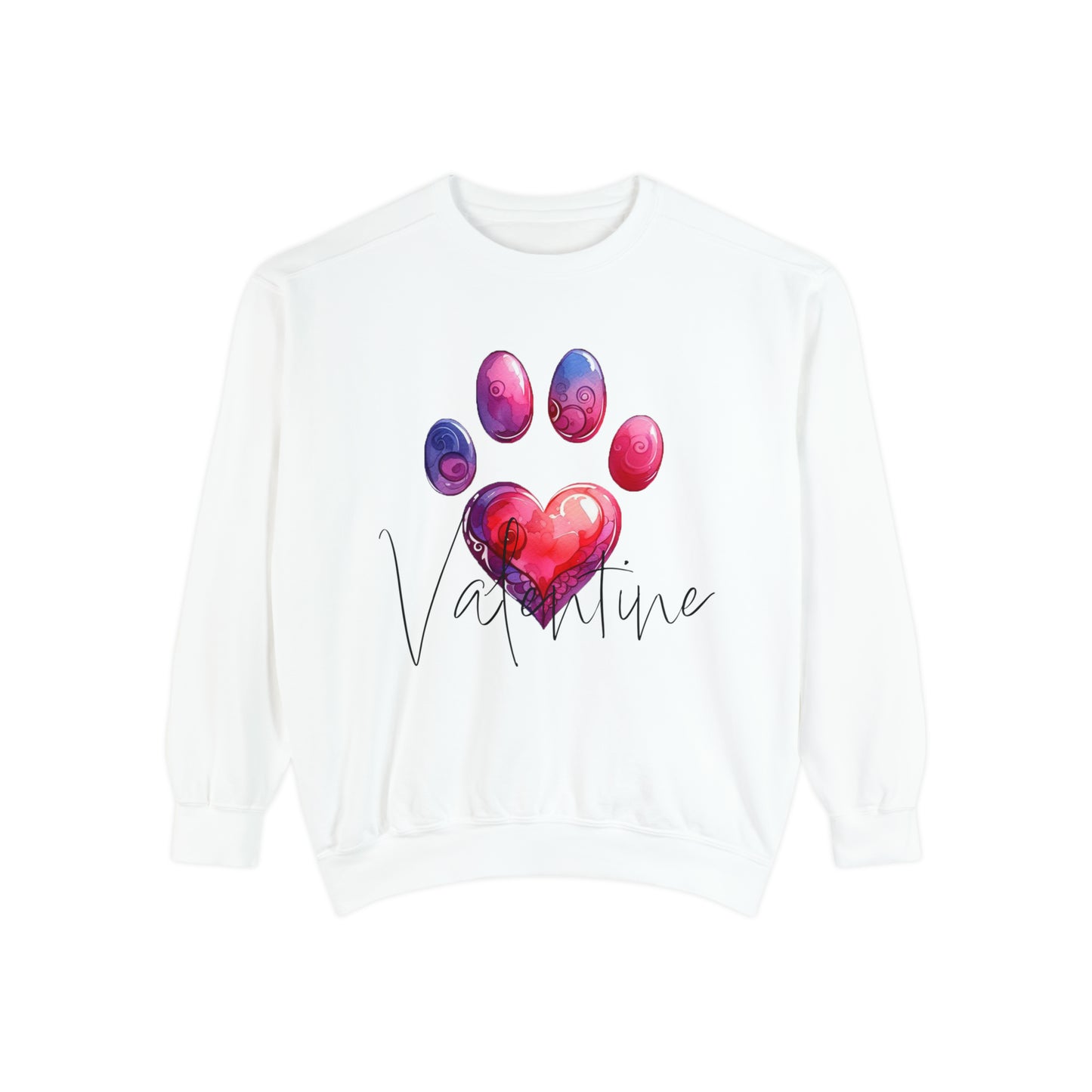 Valentine Paw Print Unisex Garment-Dyed Sweatshirt