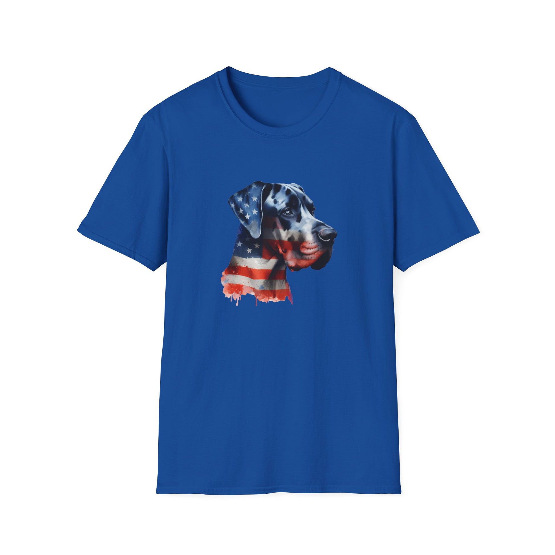 Patriotic Great Dane Unisex Softstyle T-Shirt - Four More Paws