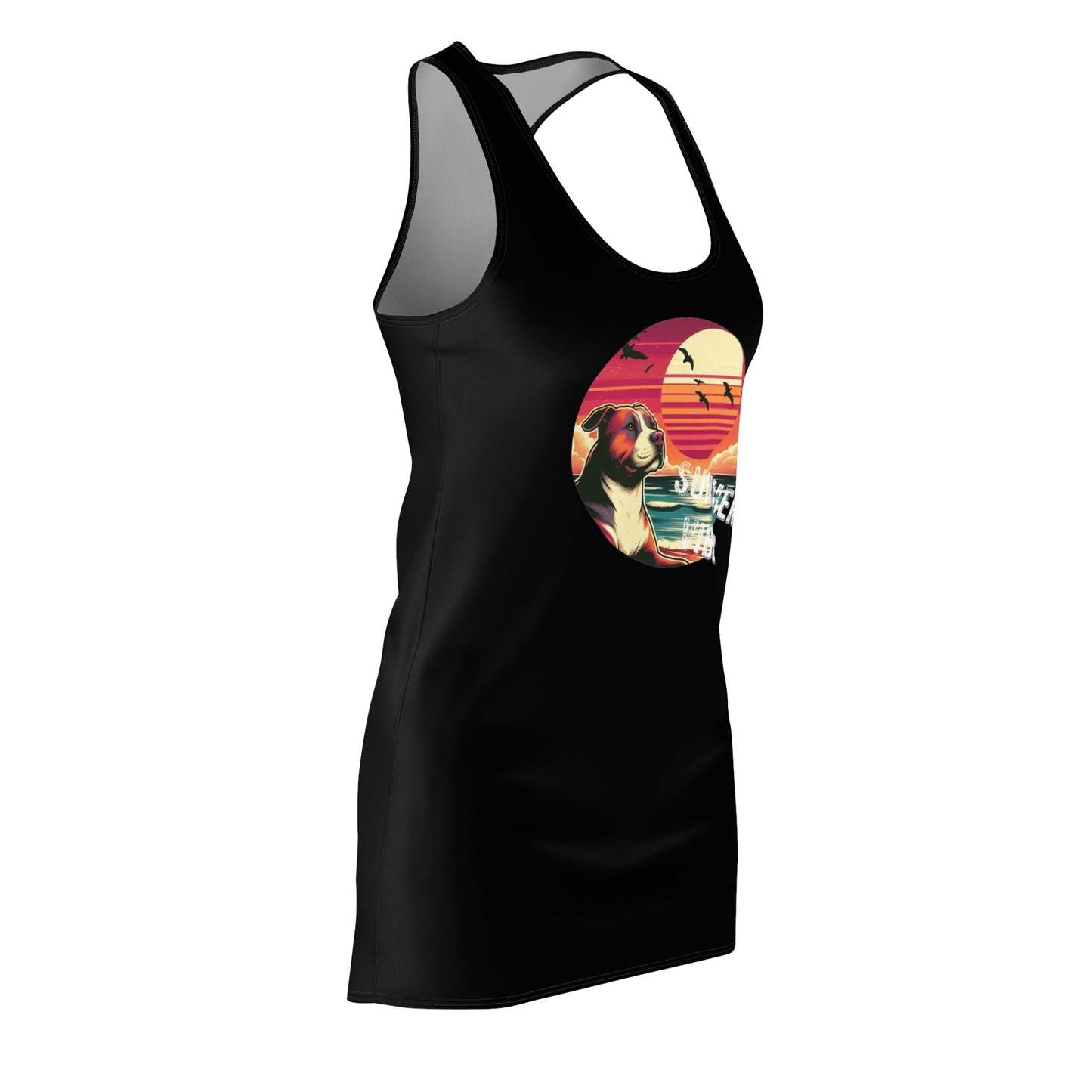 Pit Bull Summer Vibes Vacation Casual Racerback Tank Dress, Pitbull Mom, Pittie Lovers, Vacation Outfit, Dog Lovers