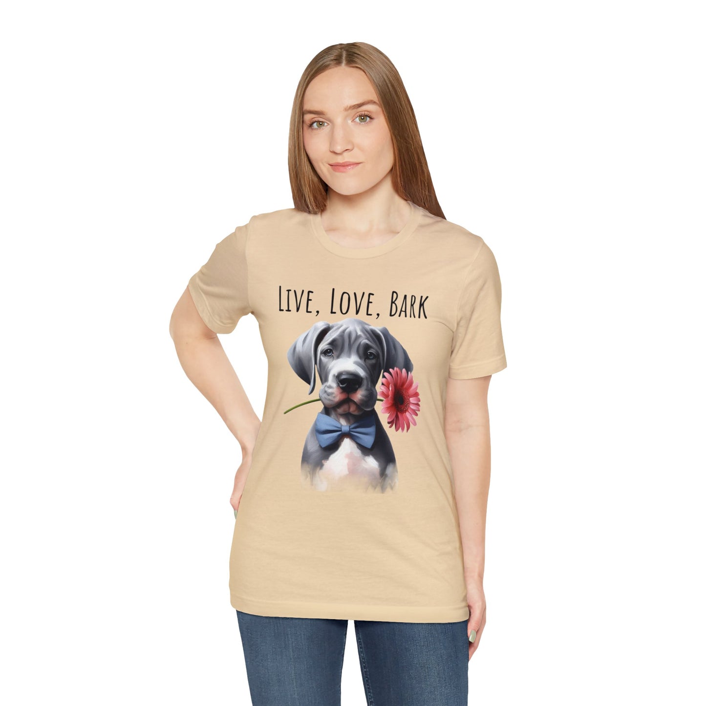 Live Love Bark Great Dane Puppy Unisex Jersey Short Sleeve Tee