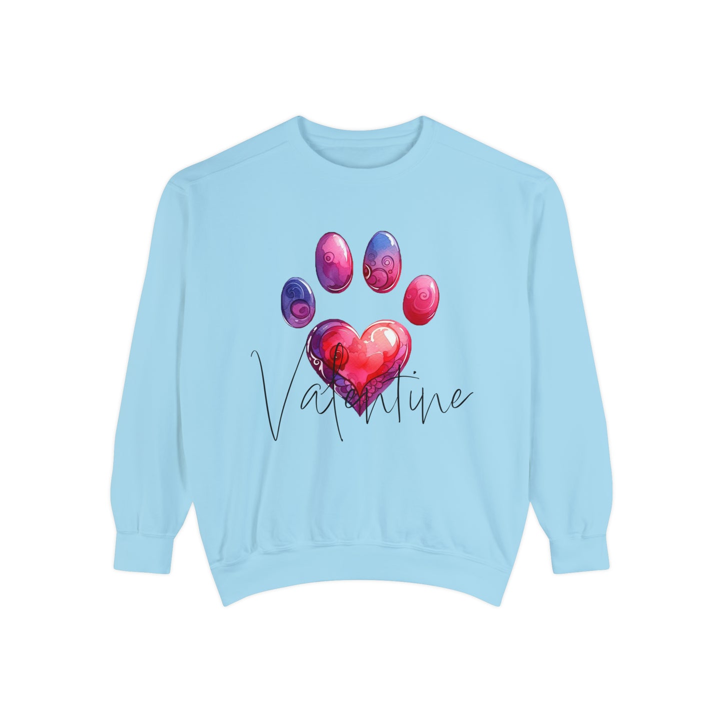 Valentine Paw Print Unisex Garment-Dyed Sweatshirt