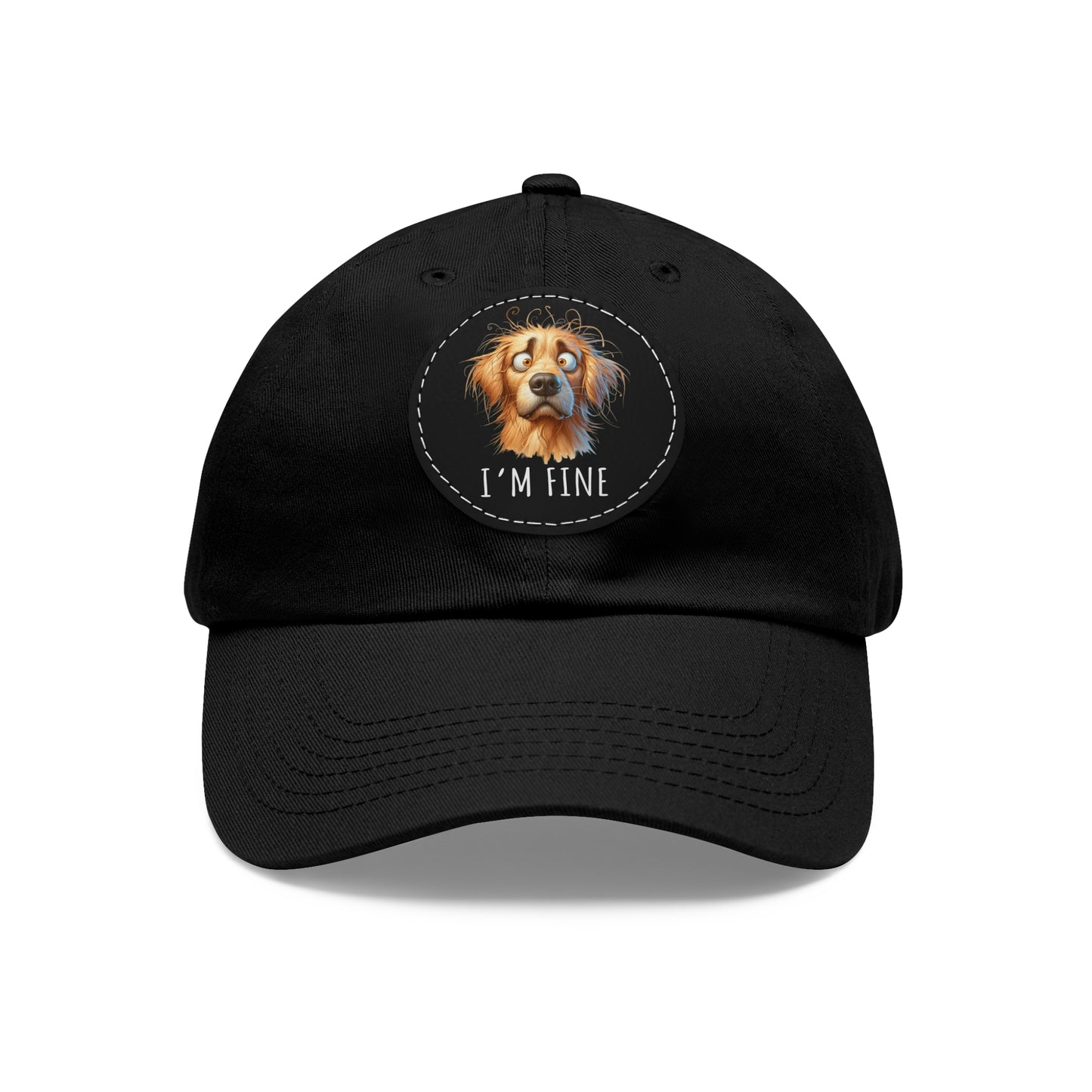 I'm Fine Funny Golden Retriever Hat with Leather Patch