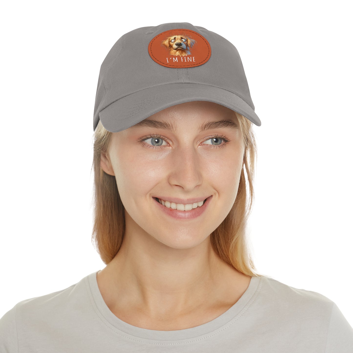 I'm Fine Funny Golden Retriever Hat with Leather Patch