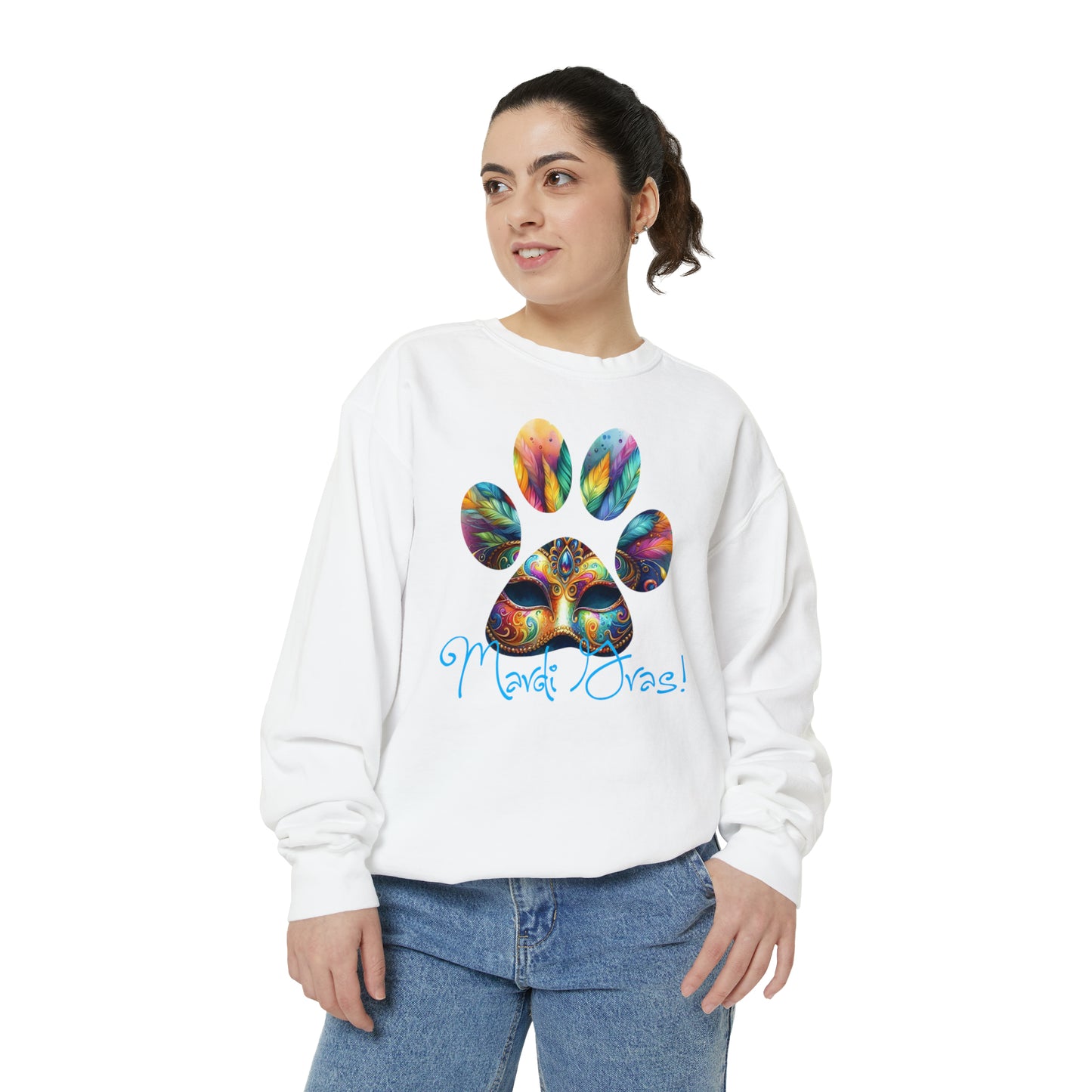 Mardi Gras Paw Print Unisex Garment-Dyed Sweatshirt