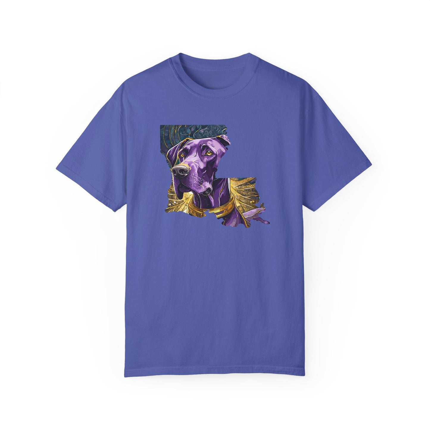 Purple and Gold Louisiana Great Dane Unisex Garment-Dyed T-shirt