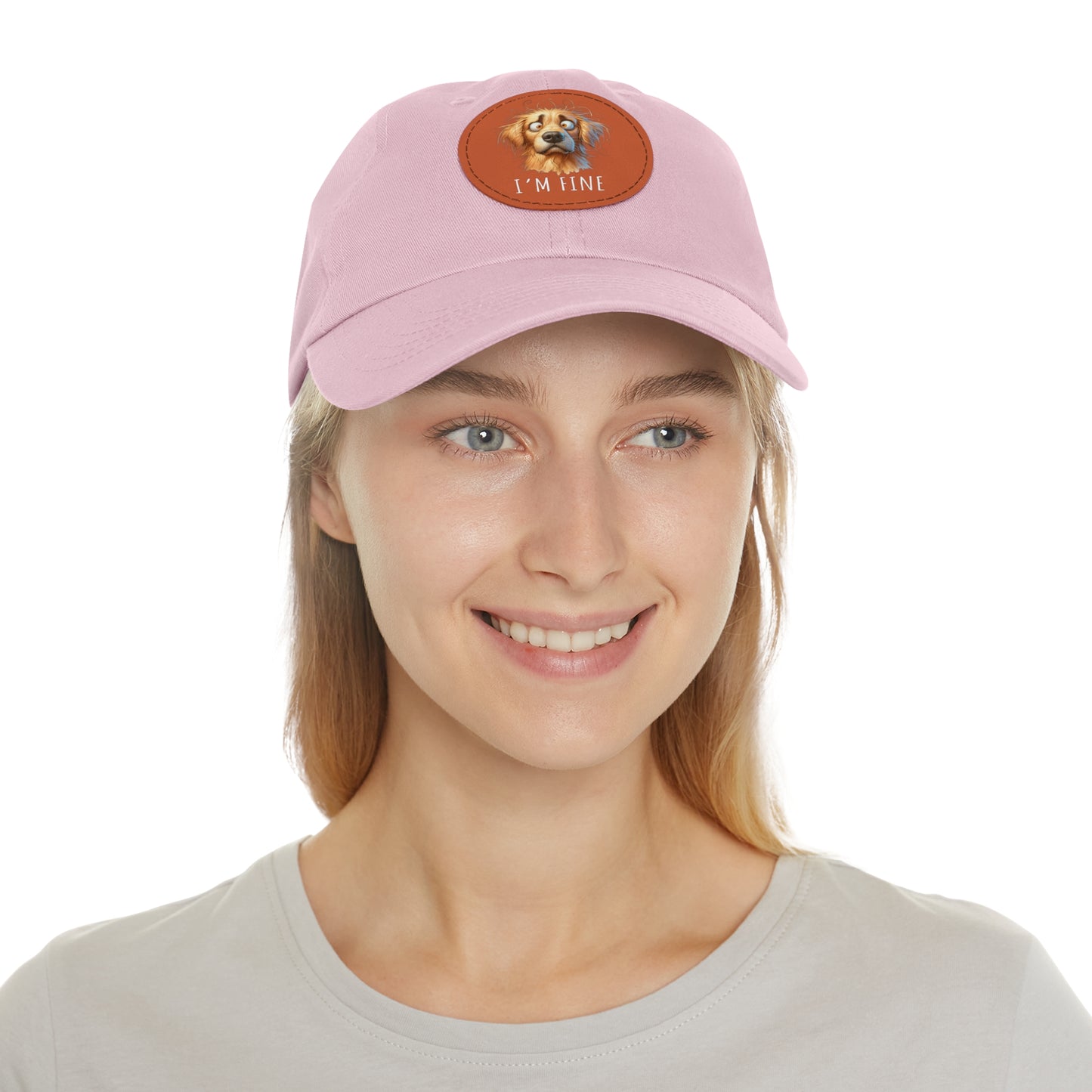 I'm Fine Funny Golden Retriever Hat with Leather Patch