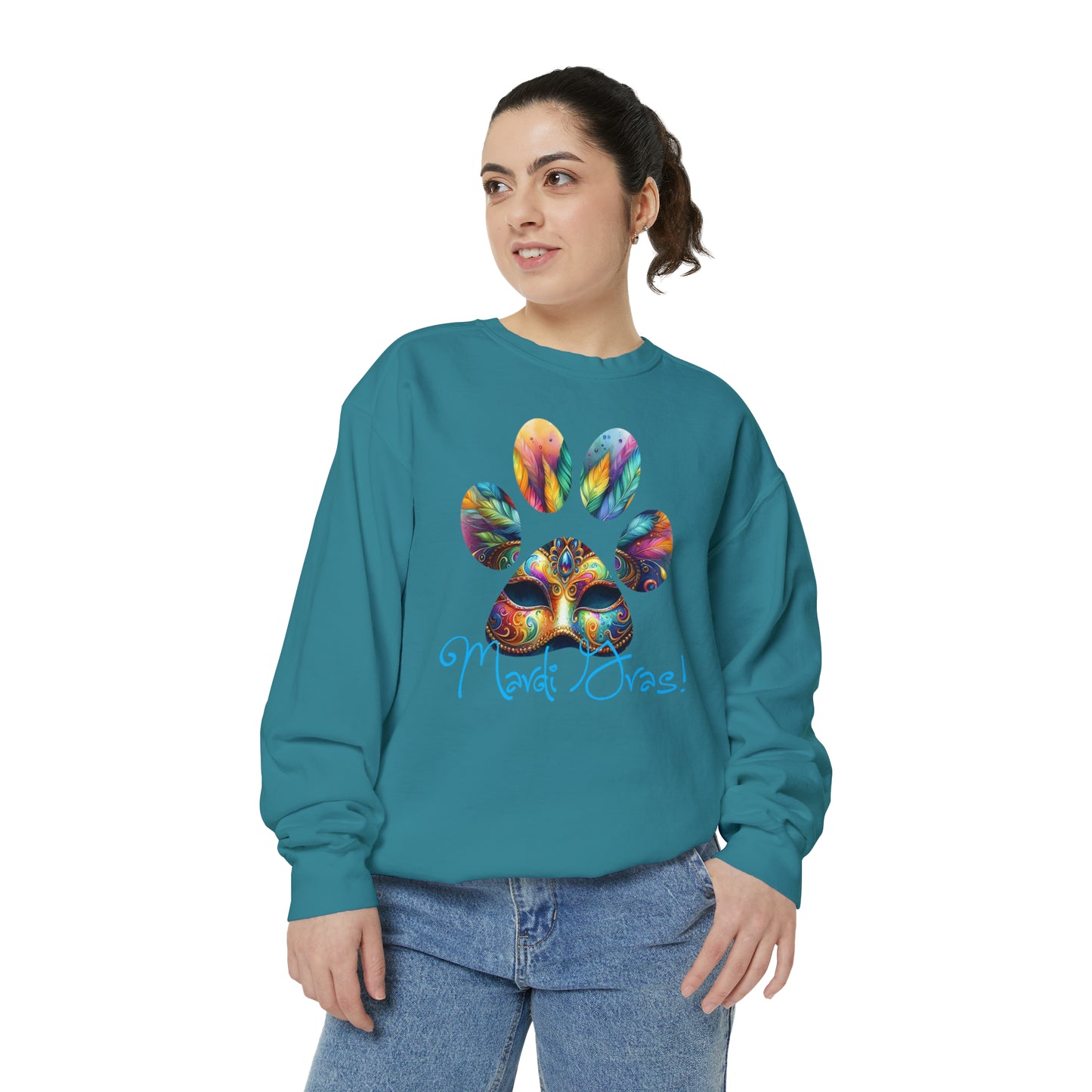 Mardi Gras Paw Print Unisex Garment-Dyed Sweatshirt