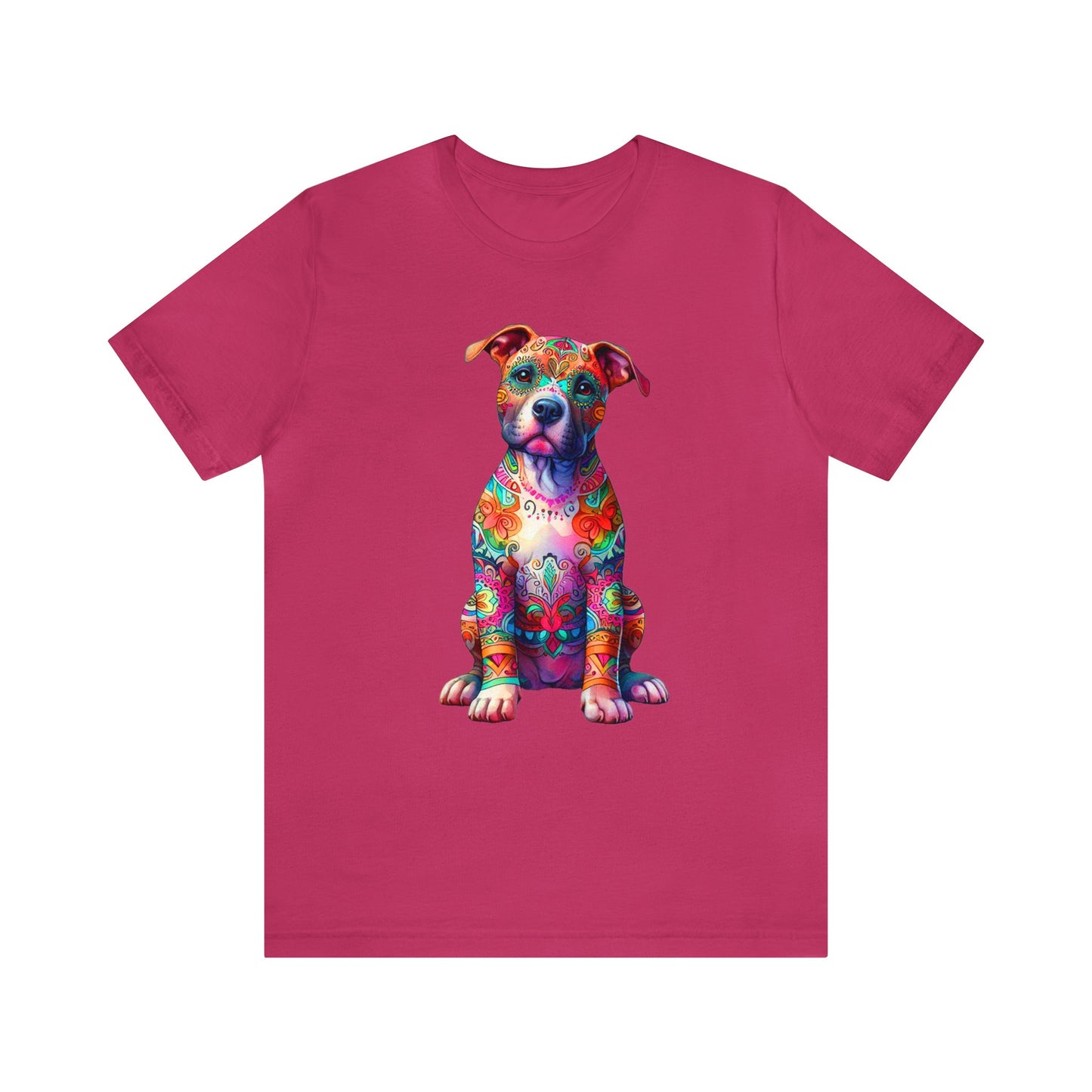 Vibrant Neon Floral Pitbull unisex Jersey Tee ,Dog Lover Shirt, Rescue Dog Shirt, Pitbull Lover, Dog Mom Shirt, Dog Mom Gift, Pittie Mom