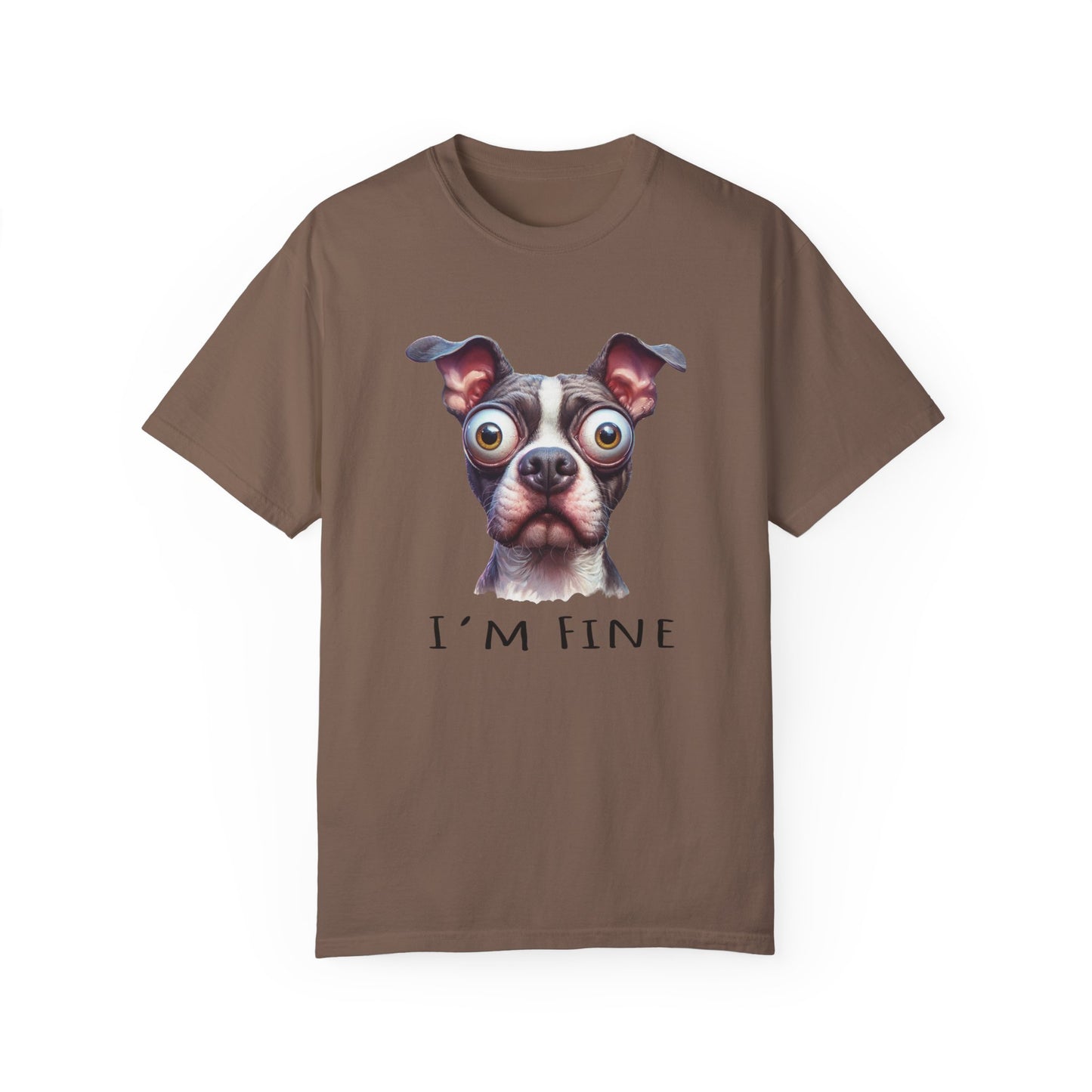 I'm Fine Funny Pit Bull Terrier Tee , American Bully Shirt , Unisex Pittie Garment Dyed Tee Shirt