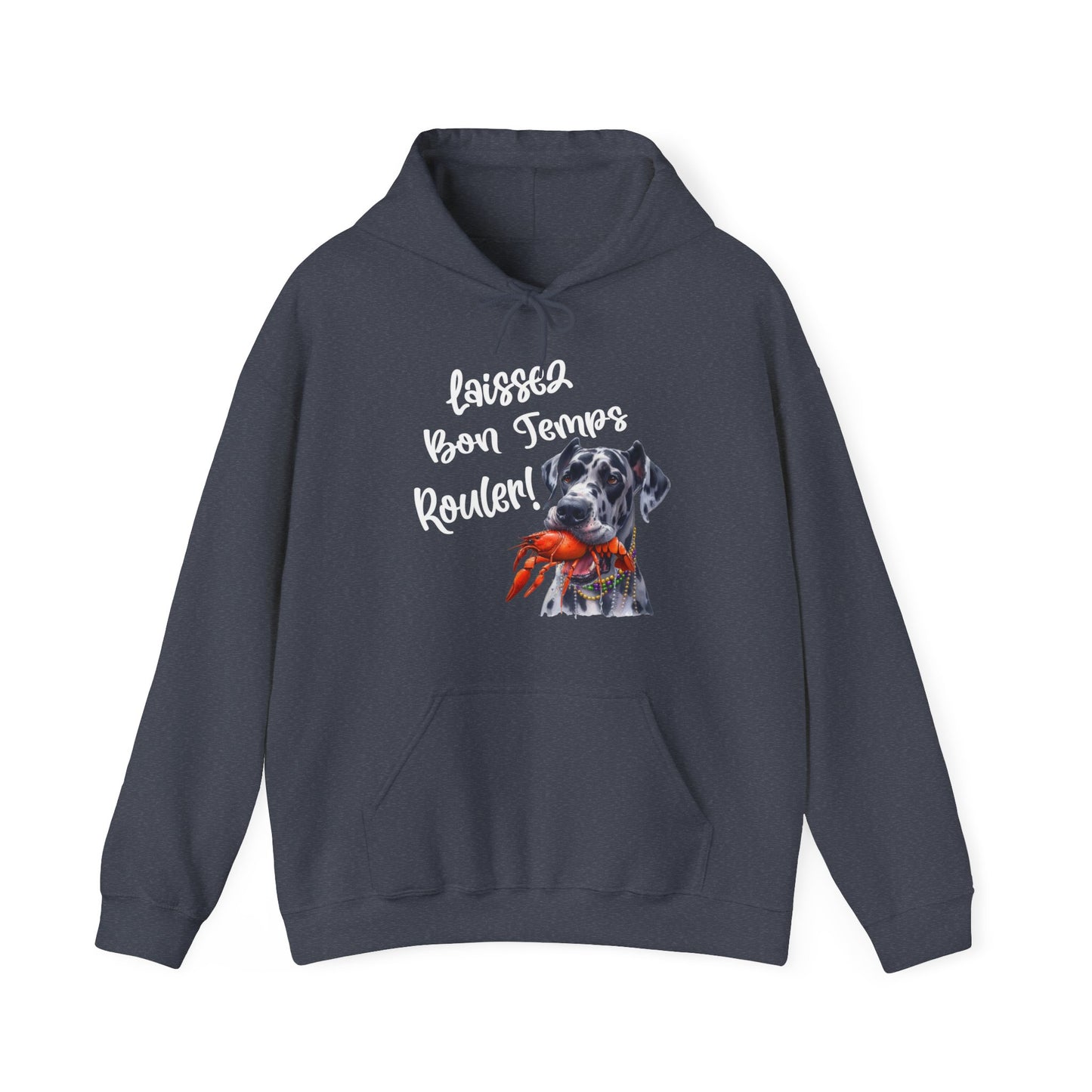 Great Dane Laissez Les Bon Temps Rouler Hooded Sweatshirt, Let the Good Times Roll Mardi Gras, Fat Tuesday, Carnival , Mardi Gras Gift, Dog Party