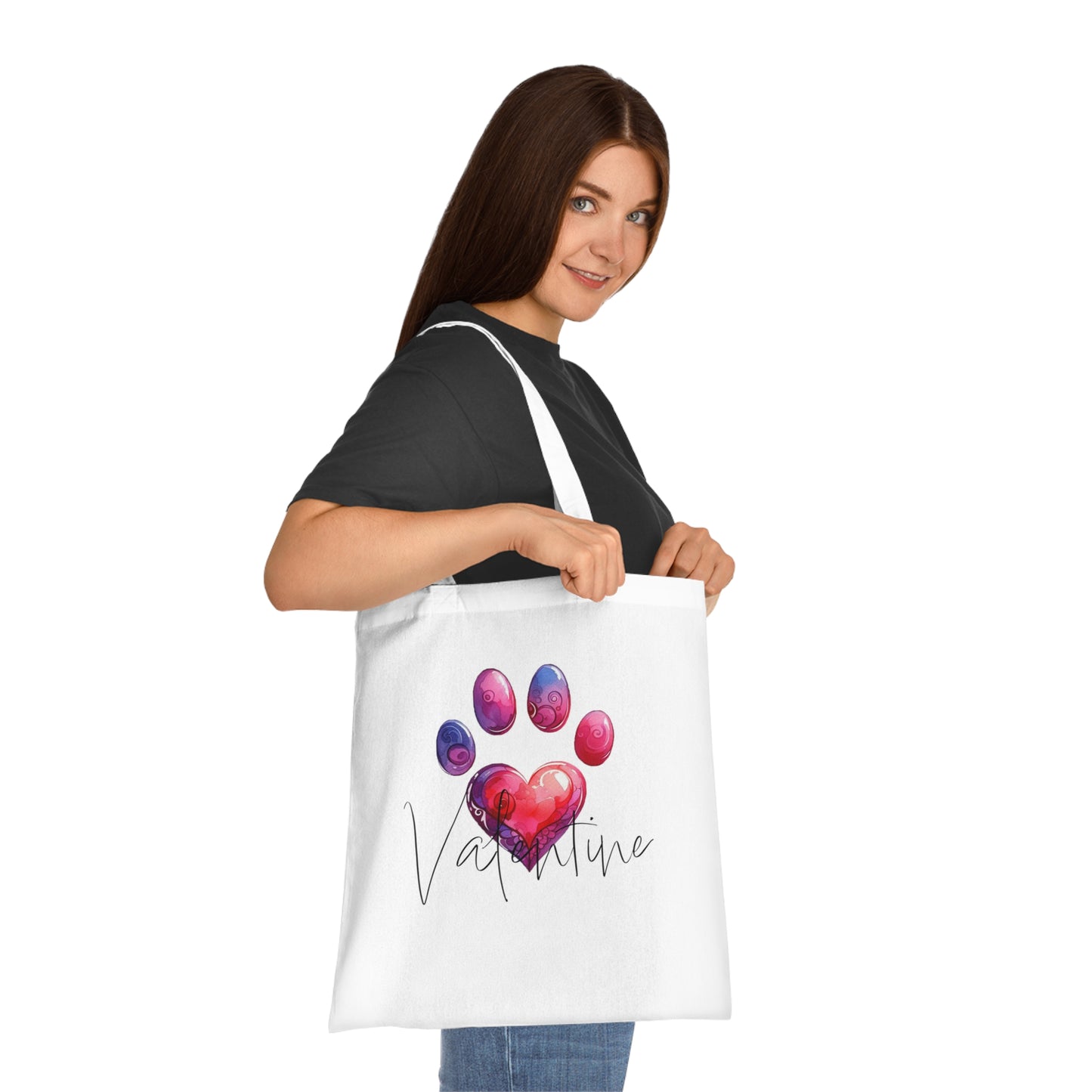 Paw Print Heart Tote Bag, Valentine Tote Bag, Love Tote Bag, Valentine Gift for Animal Lover, Cute Valentine Tote, Valentine Bag,