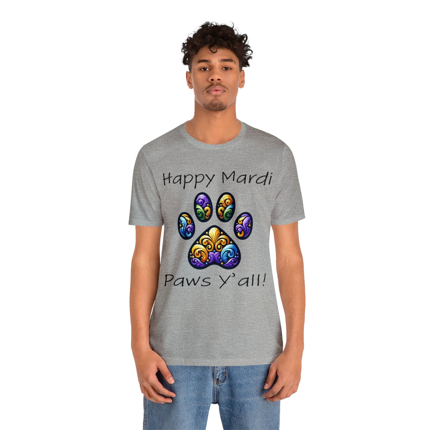 Happy Mardi Paws Y'all Jersey Tee shirt, Dog mom Mardi Gras, New Orleans Mardi Gras Parade, Mardi Gras Lover, NOLA Tee Shirt, Animal Lover