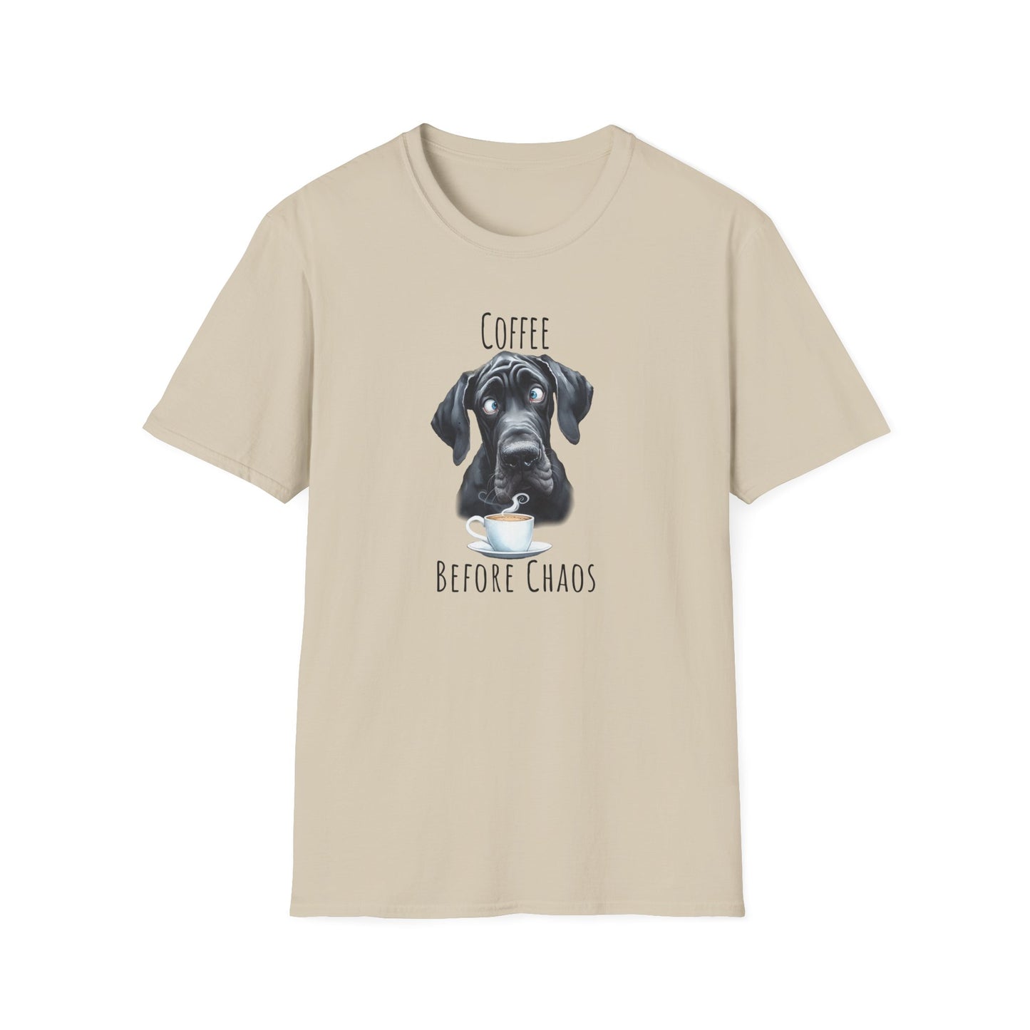 Coffee Before Chaos Great Dane Funny Shirt, Gifts for Great Dane lovers, Dog Mom, Funny Dog Tee Shirt