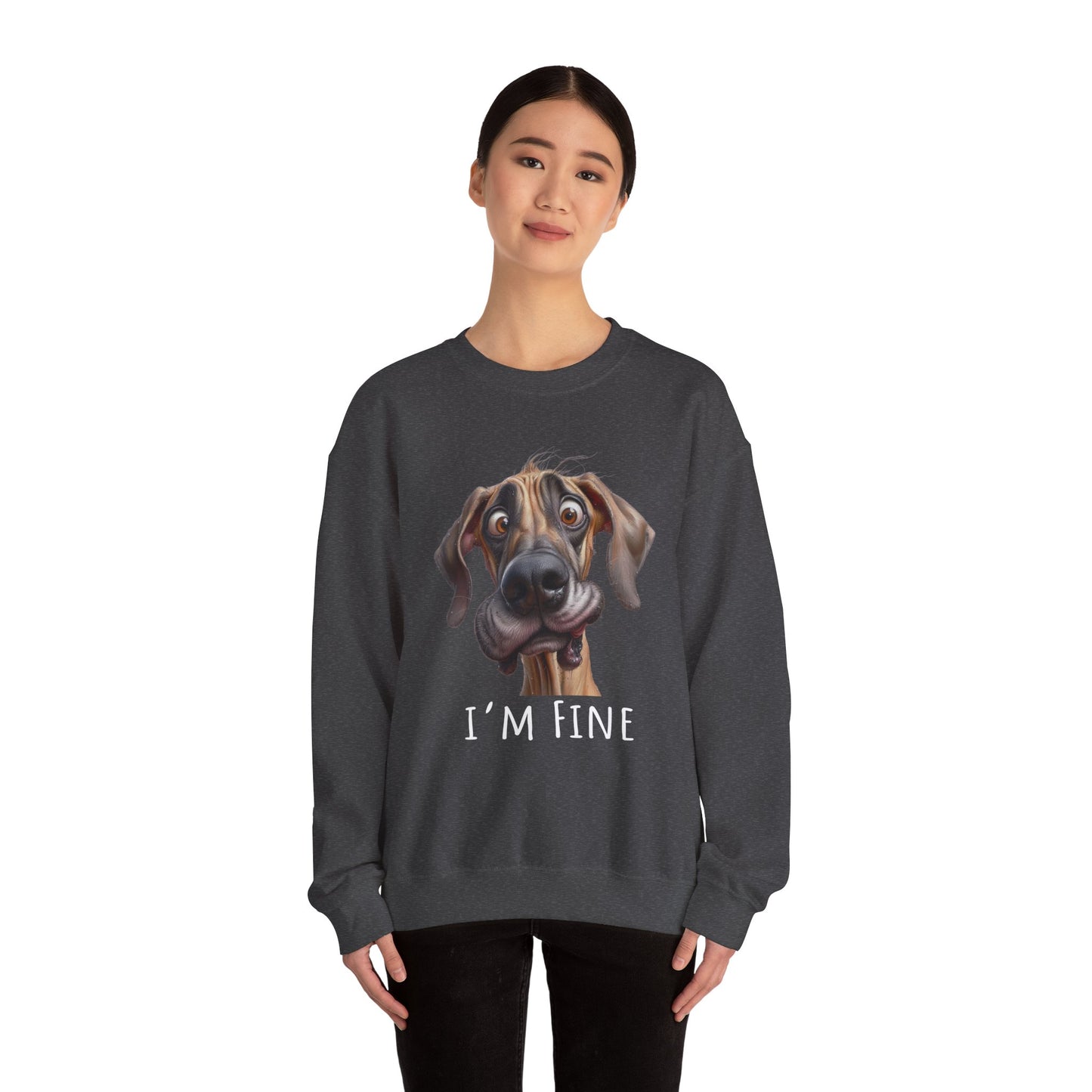 I'm Fine Funny Fawn Unisex Heavy Blend™ Crewneck Sweatshirt