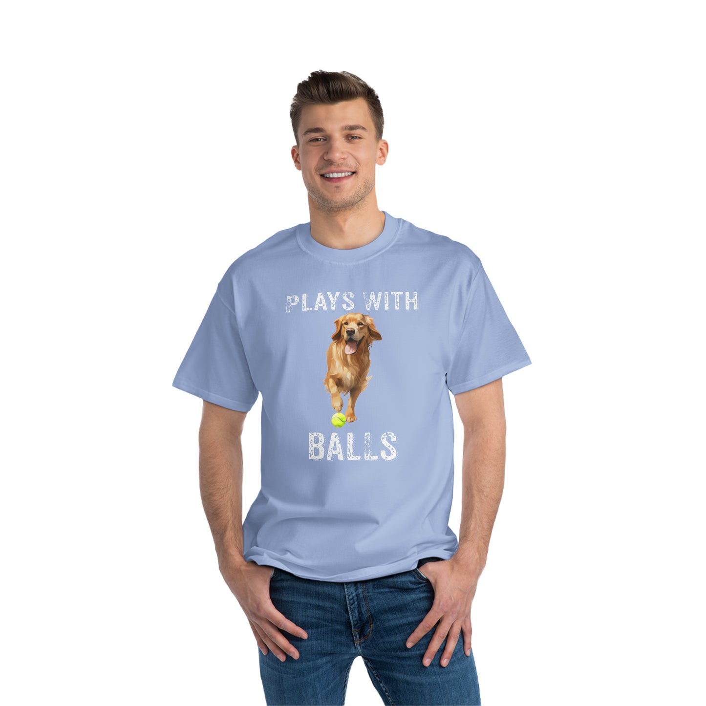 Plays With Balls Funny Golden Retriever T-Shirt - Four More Paws