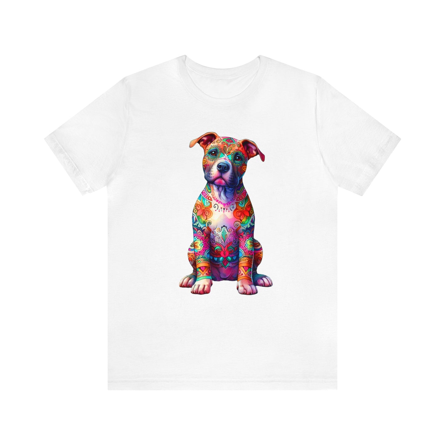 Vibrant Neon Floral Pitbull unisex Jersey Tee ,Dog Lover Shirt, Rescue Dog Shirt, Pitbull Lover, Dog Mom Shirt, Dog Mom Gift, Pittie Mom