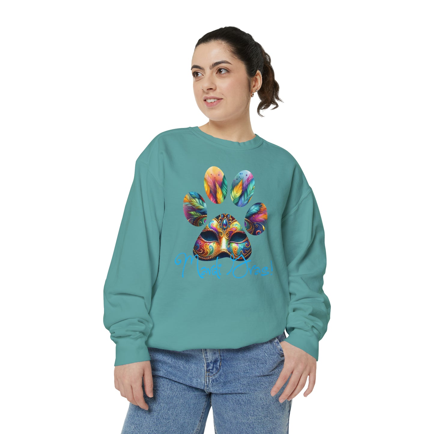 Mardi Gras Paw Print Unisex Garment-Dyed Sweatshirt