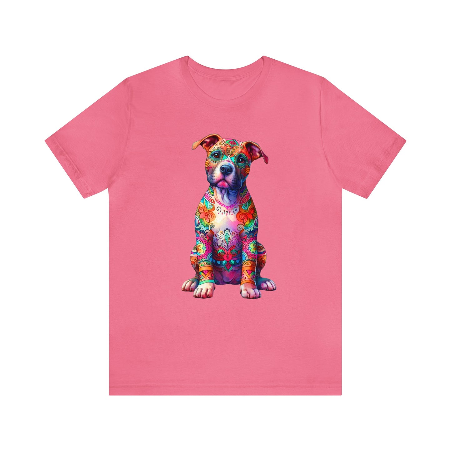 Vibrant Neon Floral Pitbull unisex Jersey Tee ,Dog Lover Shirt, Rescue Dog Shirt, Pitbull Lover, Dog Mom Shirt, Dog Mom Gift, Pittie Mom