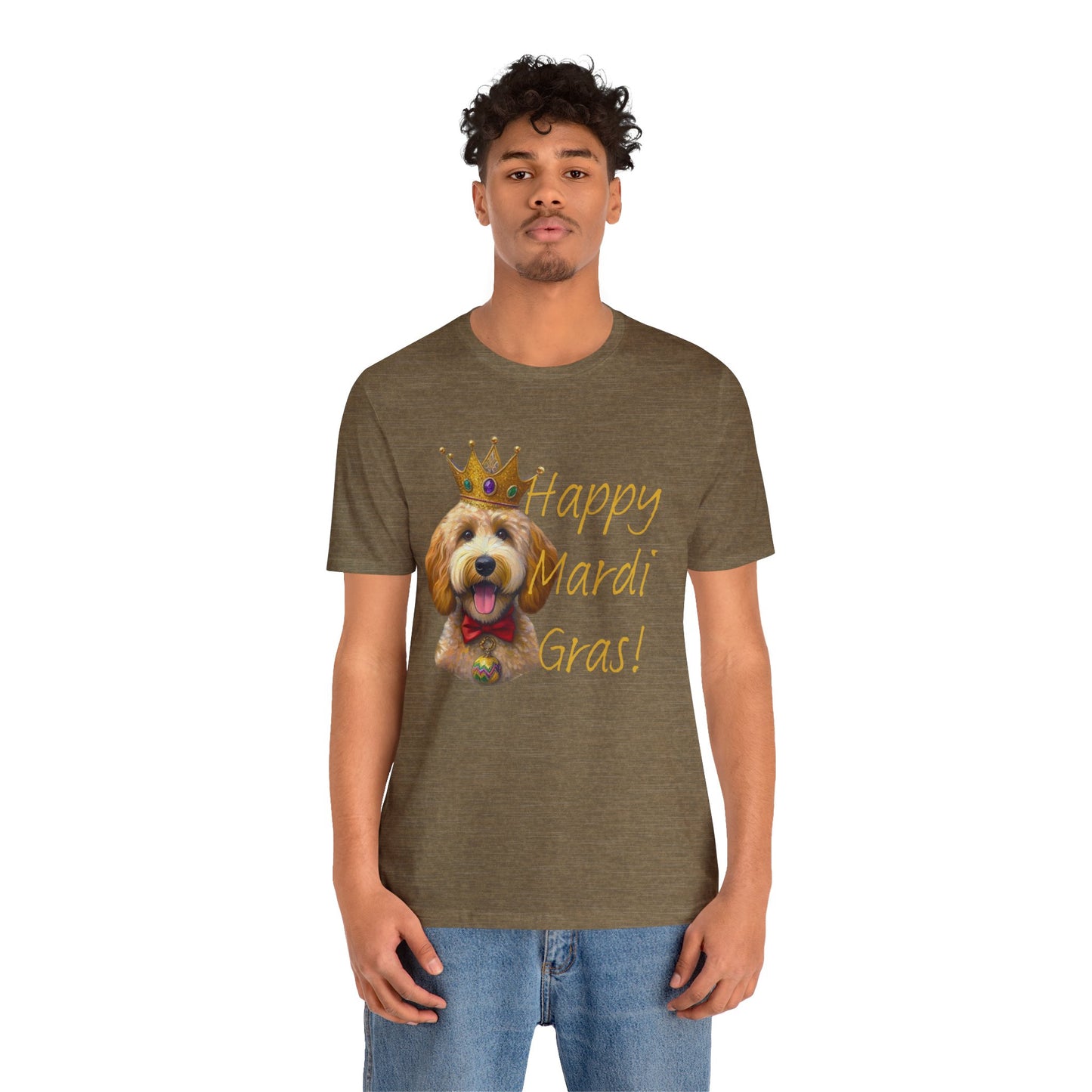 Golden Doodle Happy Mardi Gras Tee Shirt, Dog mom Mardi Gras tee, New Orleans Mardi Gras Parade Shirt, Mardi Gras Lover, NOLA Tee Shirt