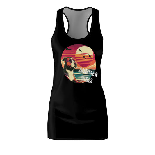 Pit Bull Summer Vibes Vacation Casual Racerback Tank Dress, Pitbull Mom, Pittie Lovers, Vacation Outfit, Dog Lovers