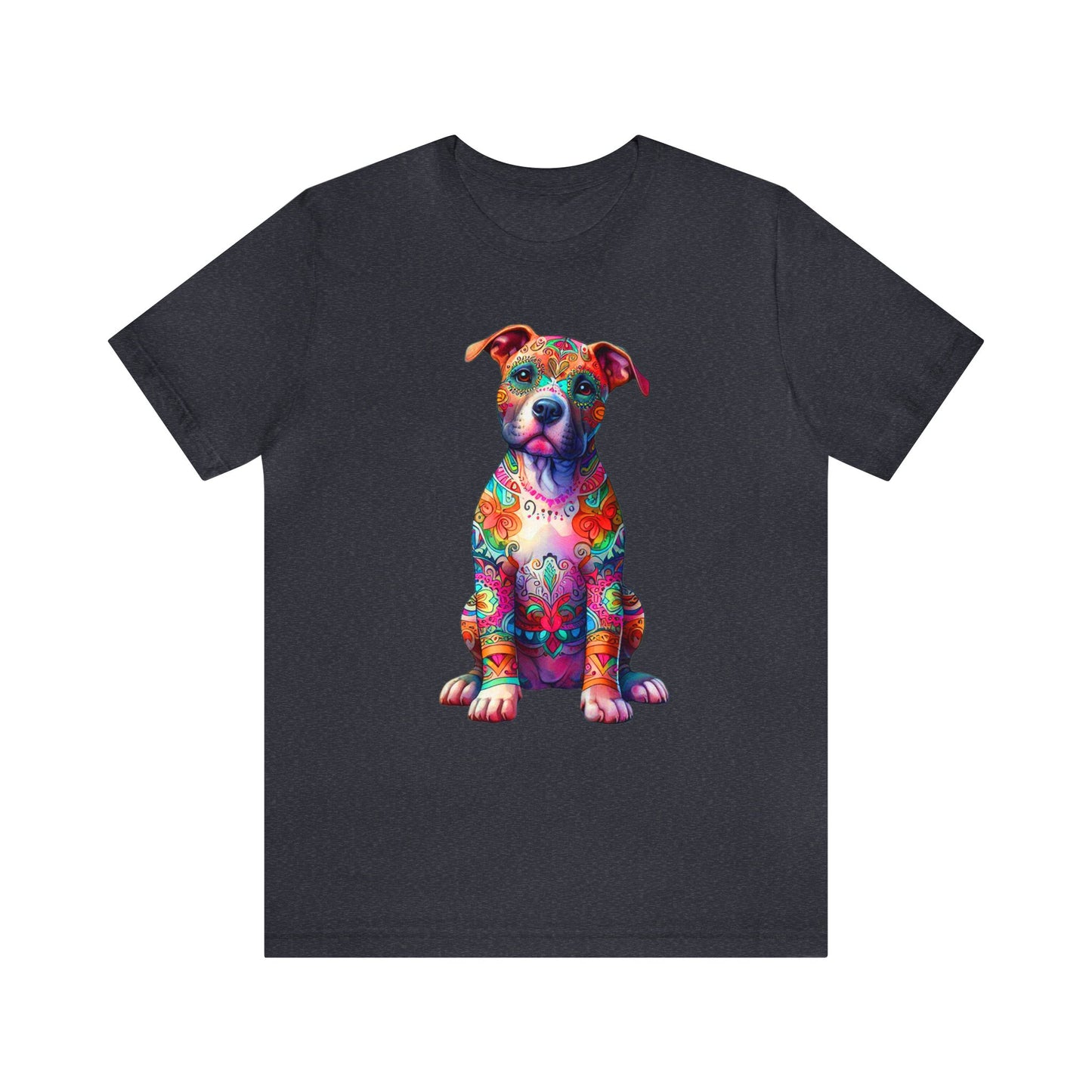 Vibrant Neon Floral Pitbull unisex Jersey Tee ,Dog Lover Shirt, Rescue Dog Shirt, Pitbull Lover, Dog Mom Shirt, Dog Mom Gift, Pittie Mom