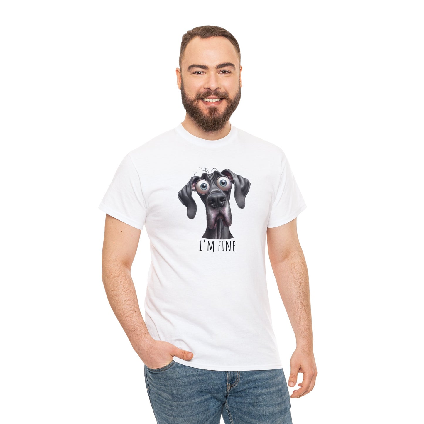 I'm Fine Great Dane Unisex Heavy Cotton Tee - Four More Paws