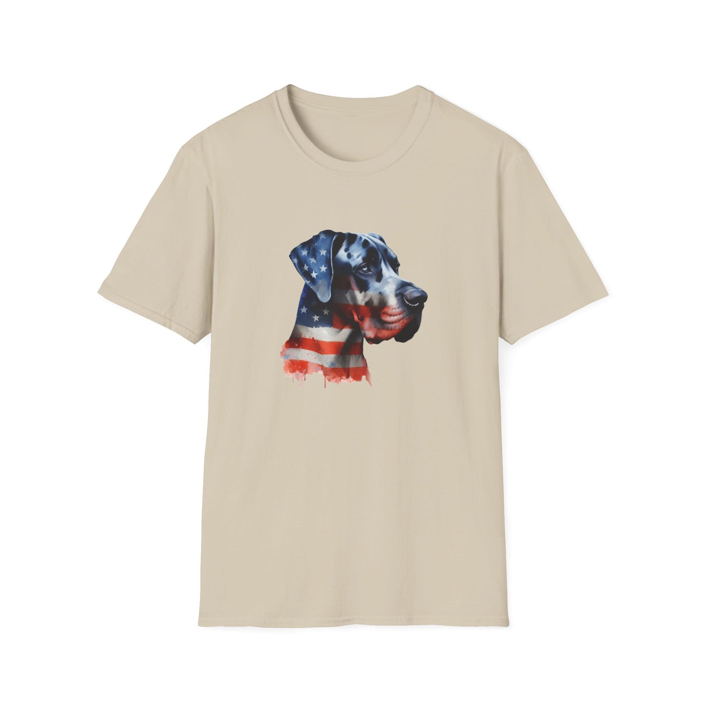 Patriotic Great Dane Unisex Softstyle T-Shirt - Four More Paws