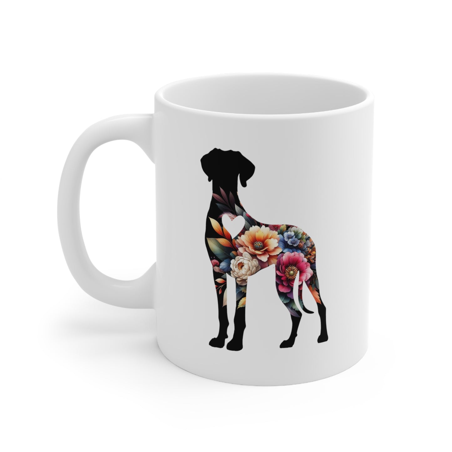 Be The Person Your Dog Thinks You Are Great Dane Floral with Heart Ceramic Mug 11oz