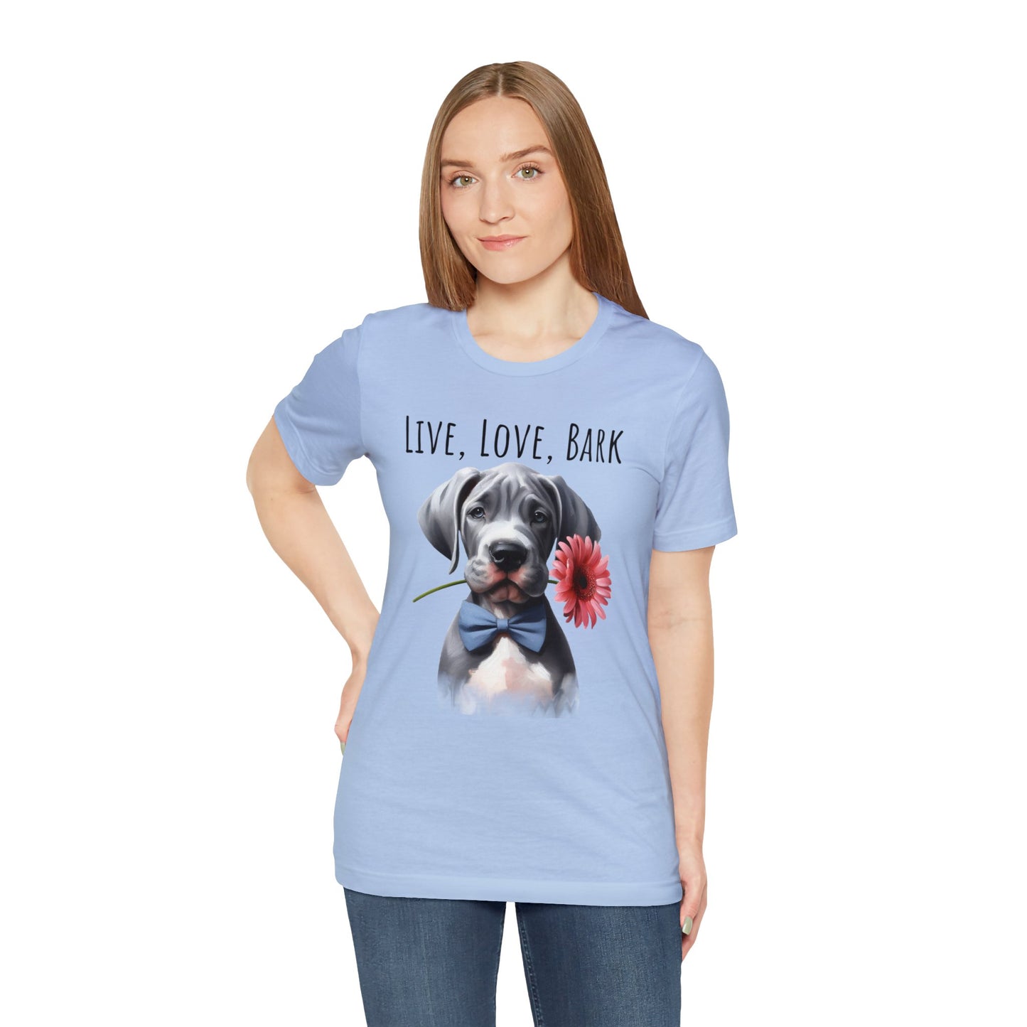 Live Love Bark Great Dane Puppy Unisex Jersey Short Sleeve Tee