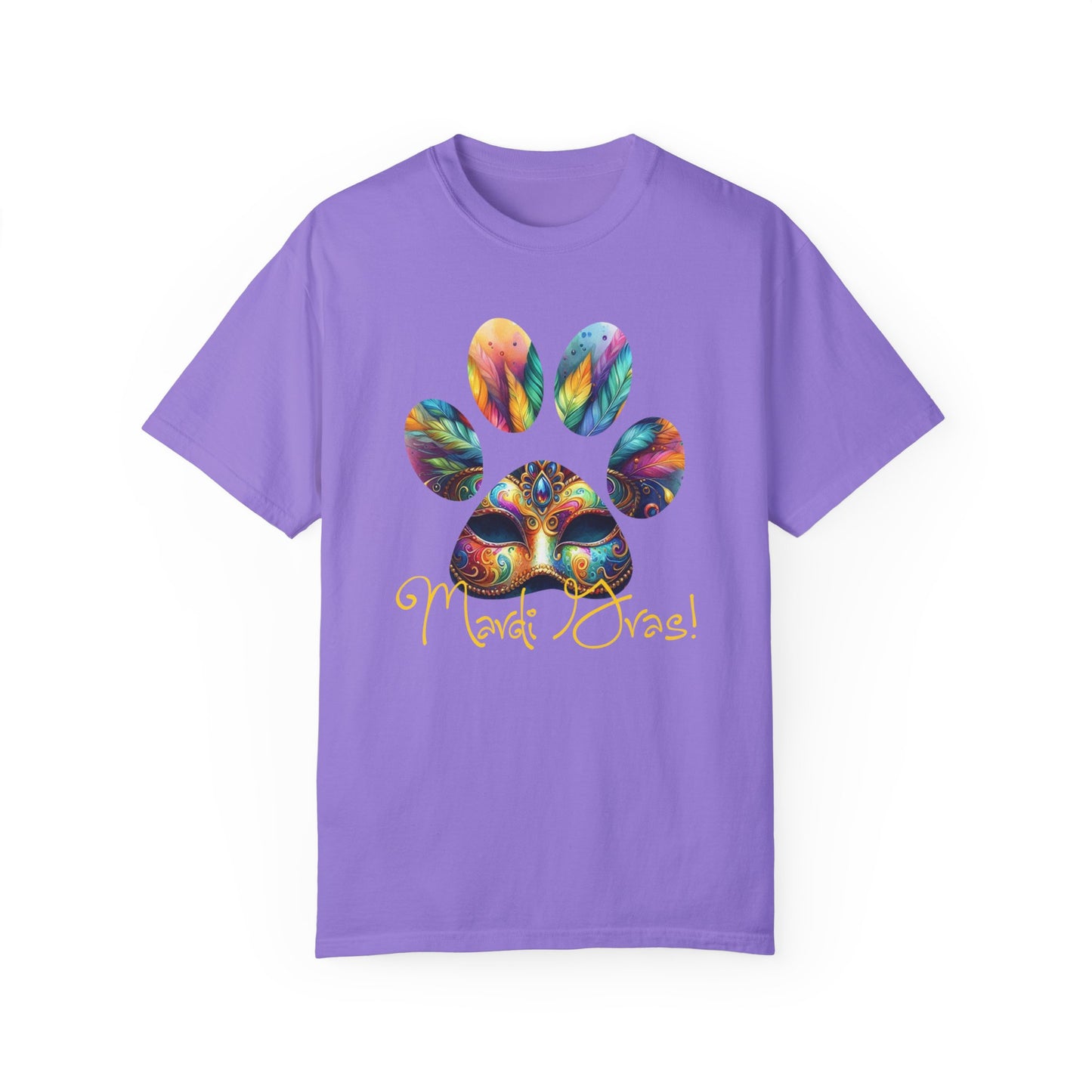 Mardi Gras Paw Print Unisex Garment-Dyed T-shirt