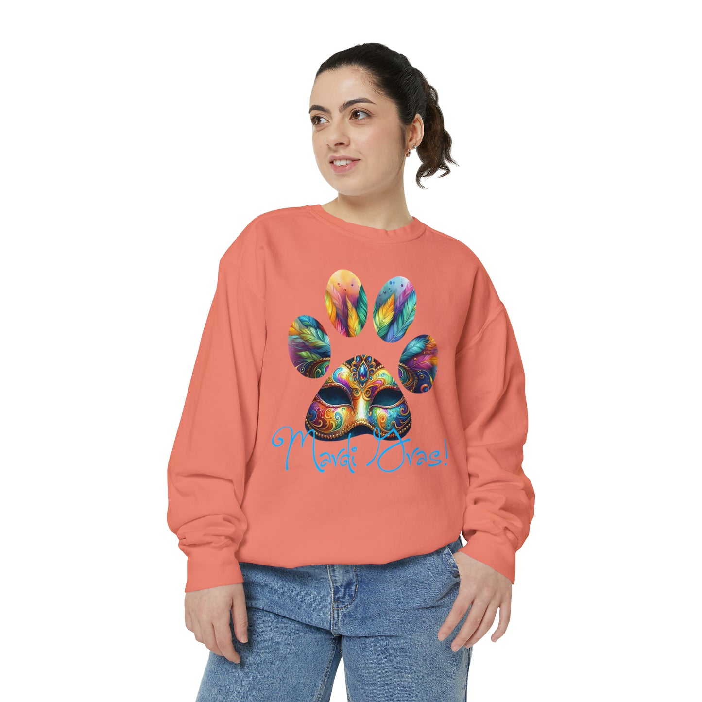 Mardi Gras Paw Print Unisex Garment-Dyed Sweatshirt