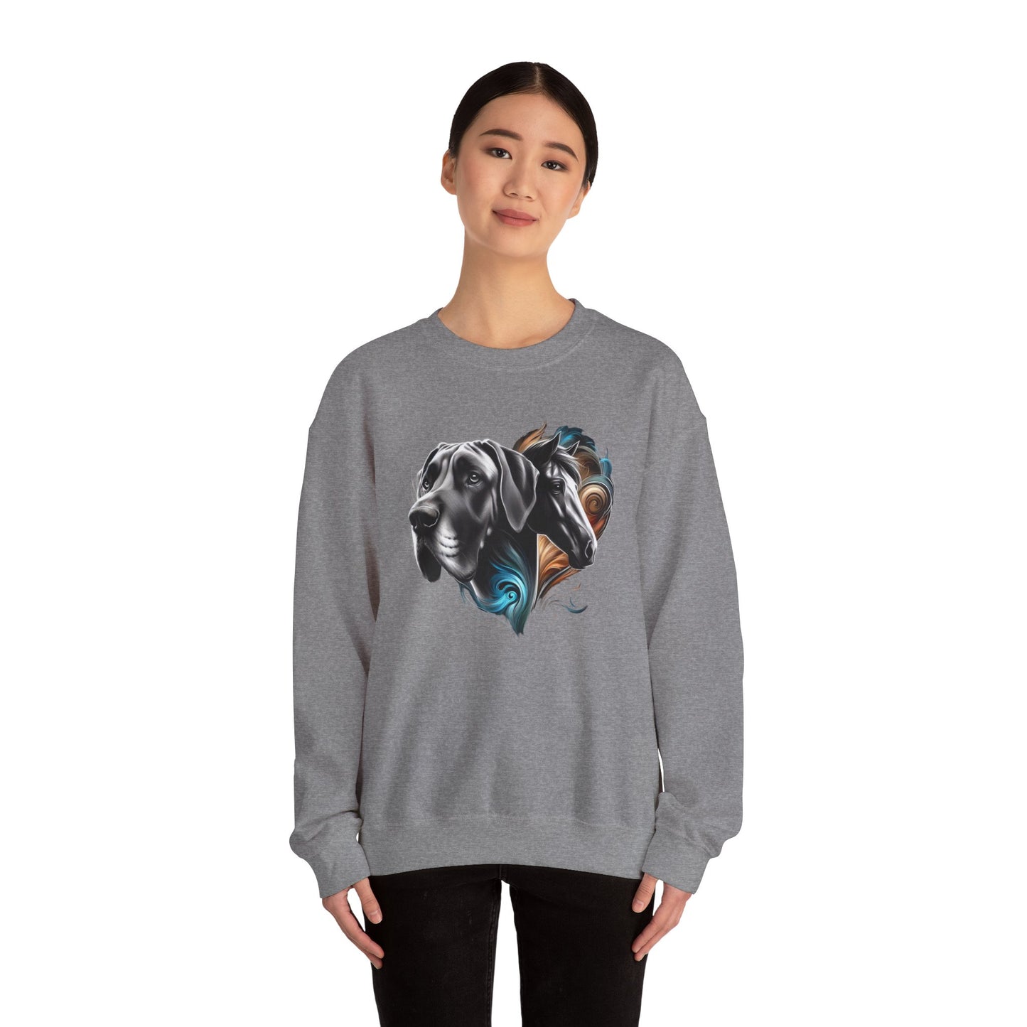 Great Dane with Horse Unisex Heavy Blend™ Crewneck Sweatshirt