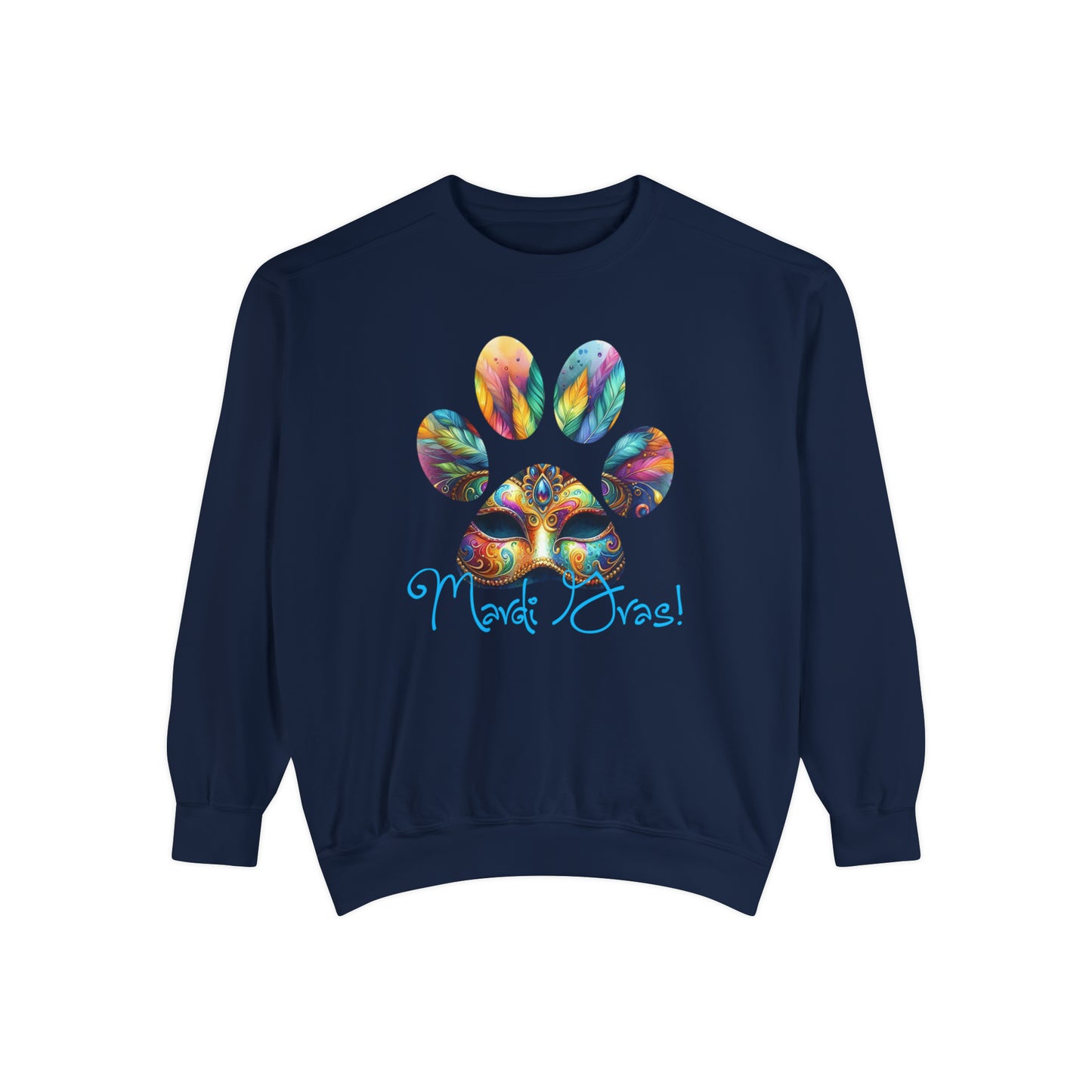 Mardi Gras Paw Print Unisex Garment-Dyed Sweatshirt